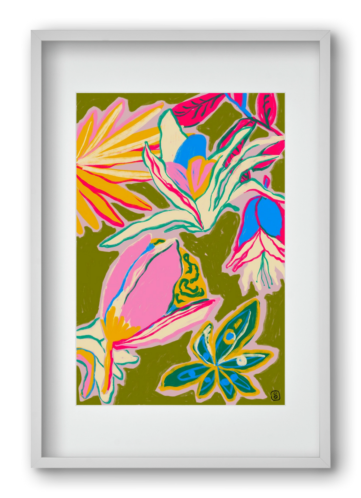 TROPICAL GARDEN, 40x60 cm (30x45 cm), Fehér keret, paszpartuval