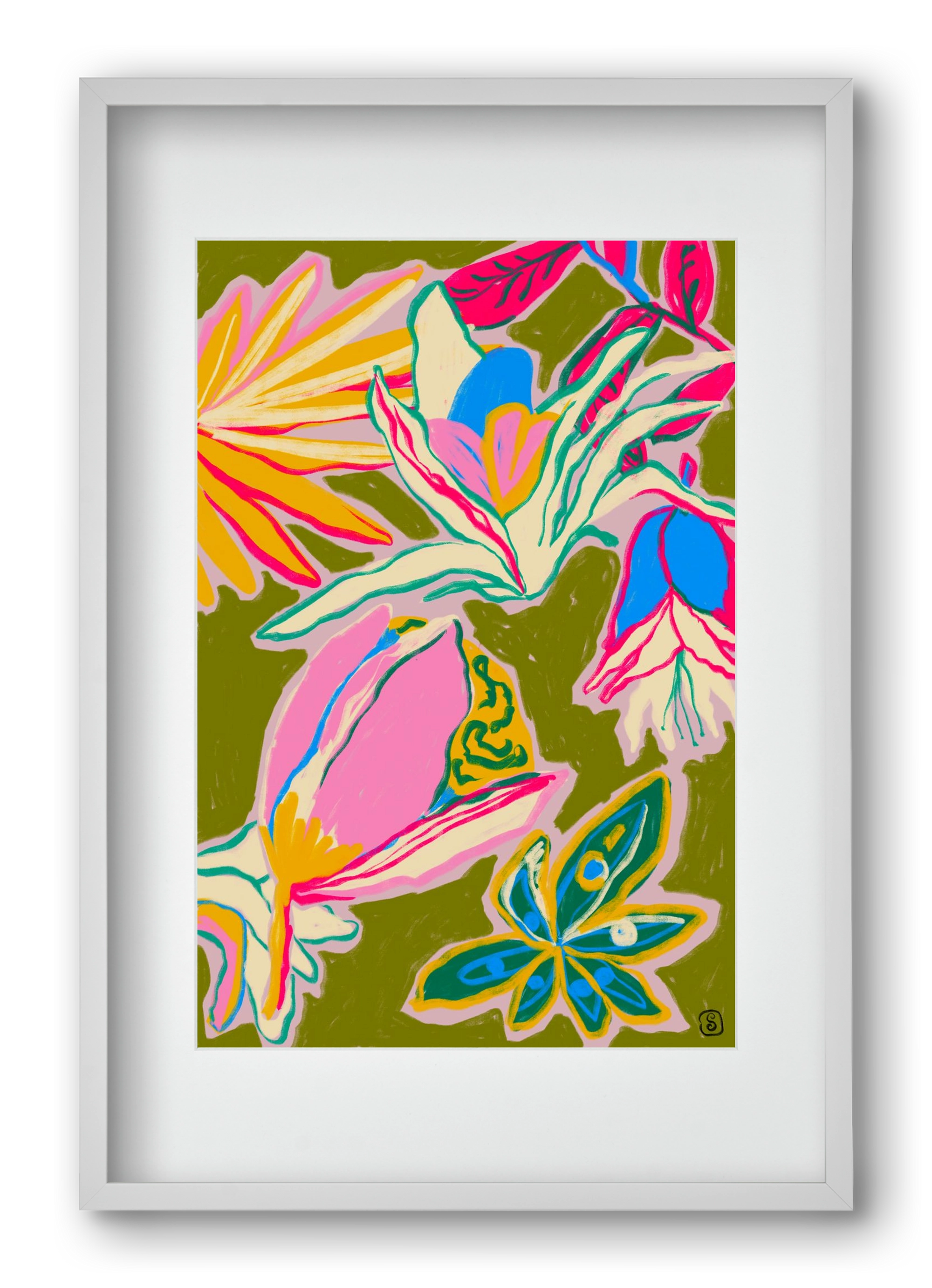 TROPICAL GARDEN, 40x60 cm (30x45 cm), Fehér keret, paszpartuval