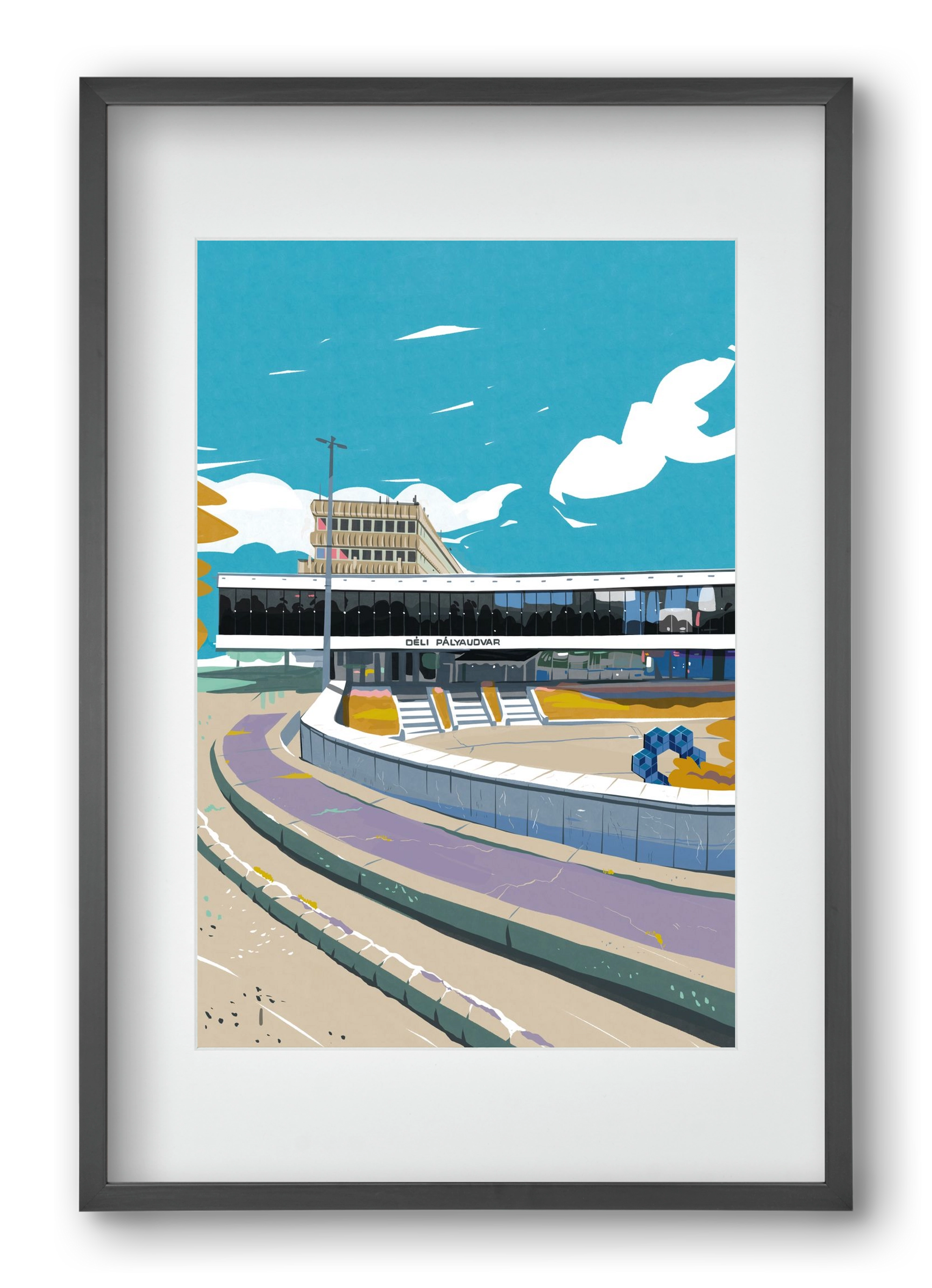 Déli Pályaudvar, 40x60 cm (30x45 cm), Fekete keret, paszpartuval