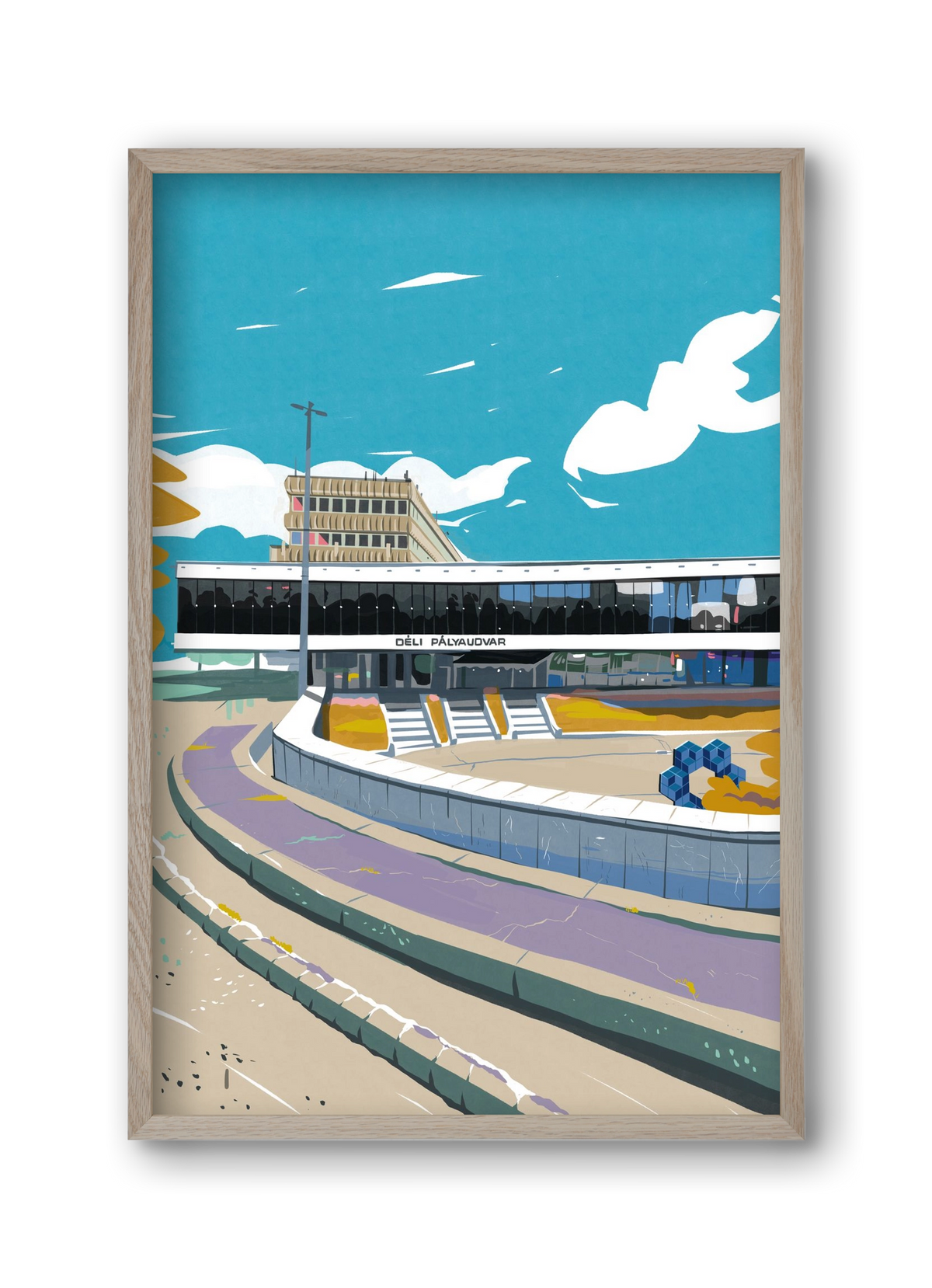 Déli Pályaudvar, 30x45 cm (30x45 cm), Tölgy keret