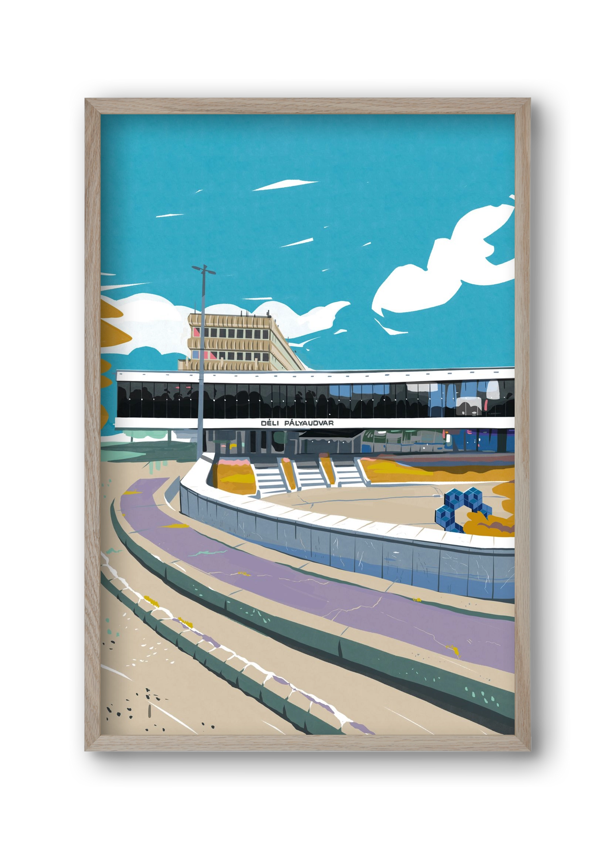Déli Pályaudvar, 30x45 cm (30x45 cm), Tölgy keret