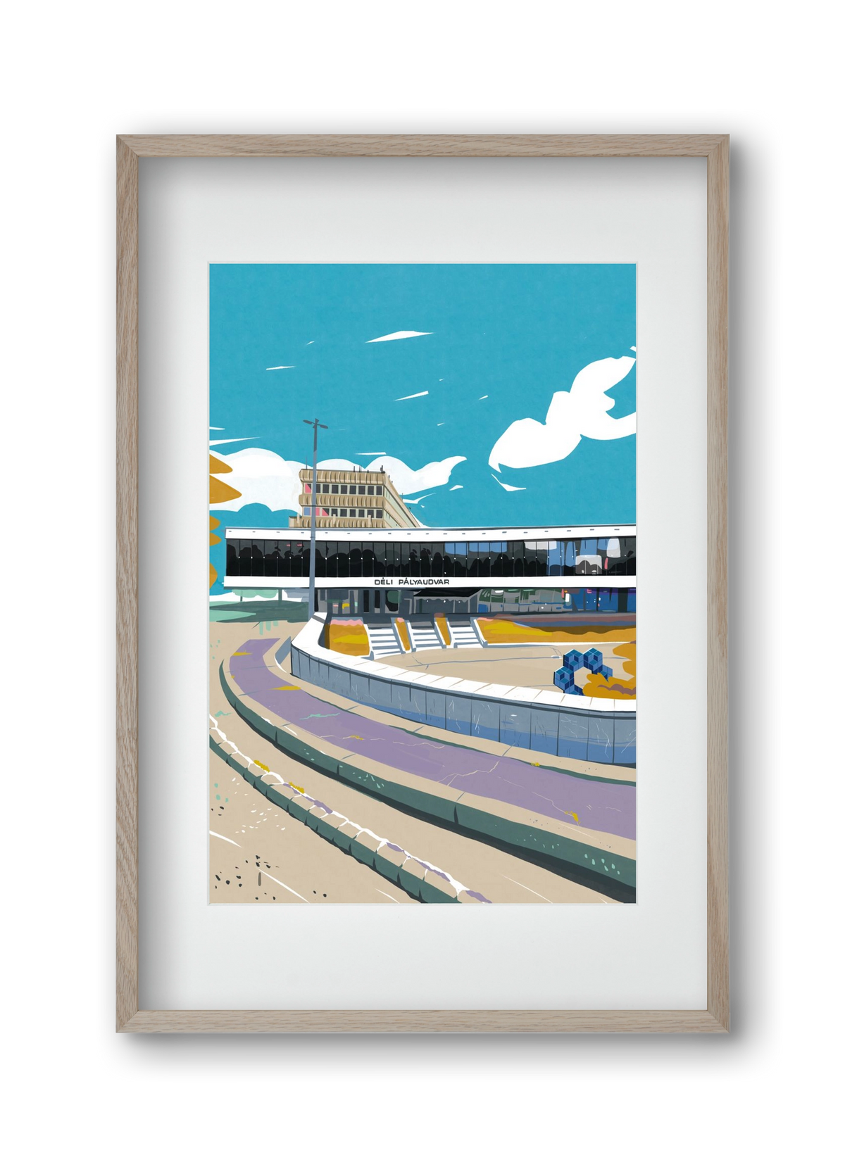 Déli Pályaudvar, 30x45 cm (20x30 cm), Tölgy keret, paszpartuval