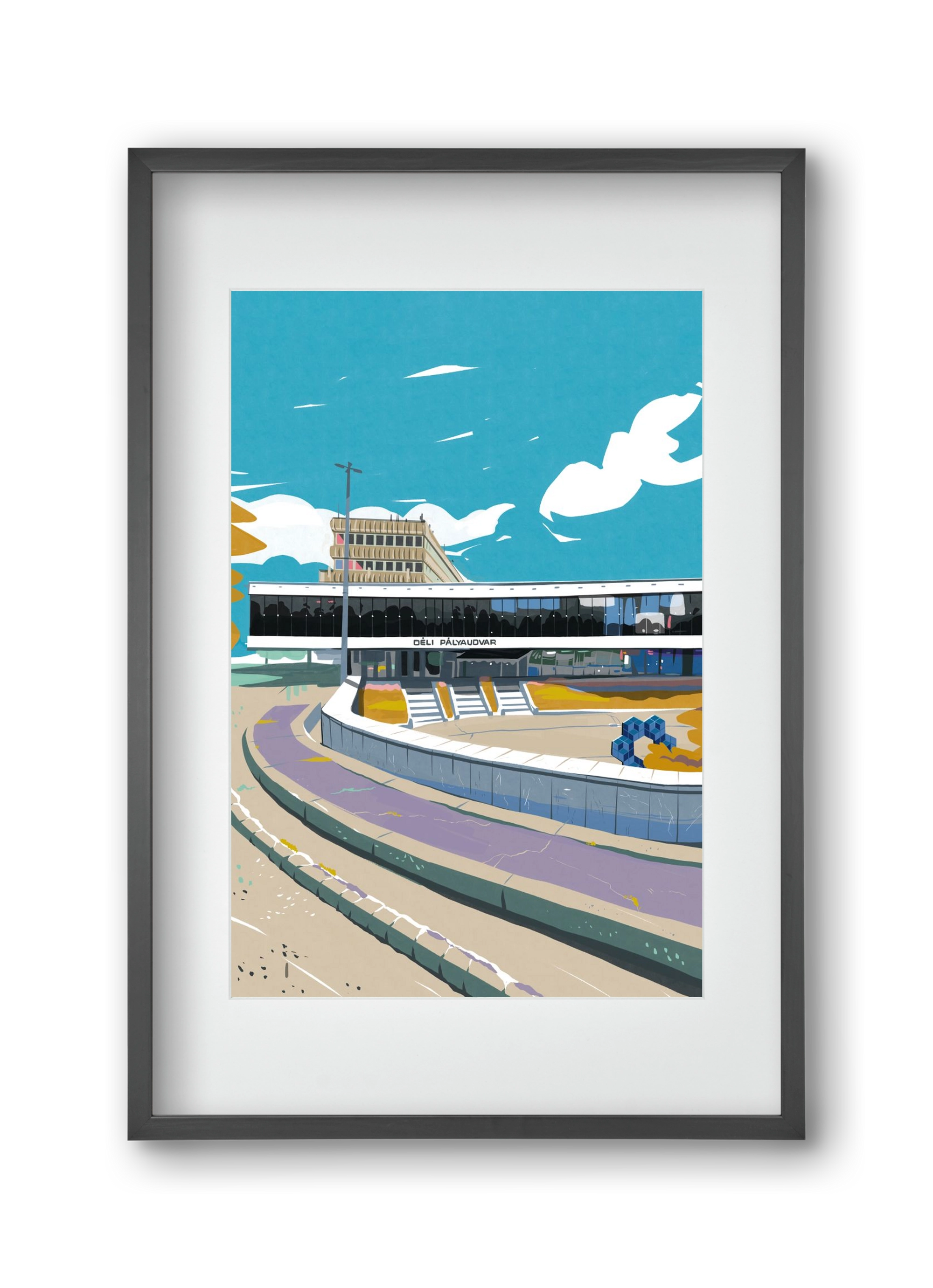 Déli Pályaudvar, 30x45 cm (20x30 cm), Fekete keret, paszpartuval