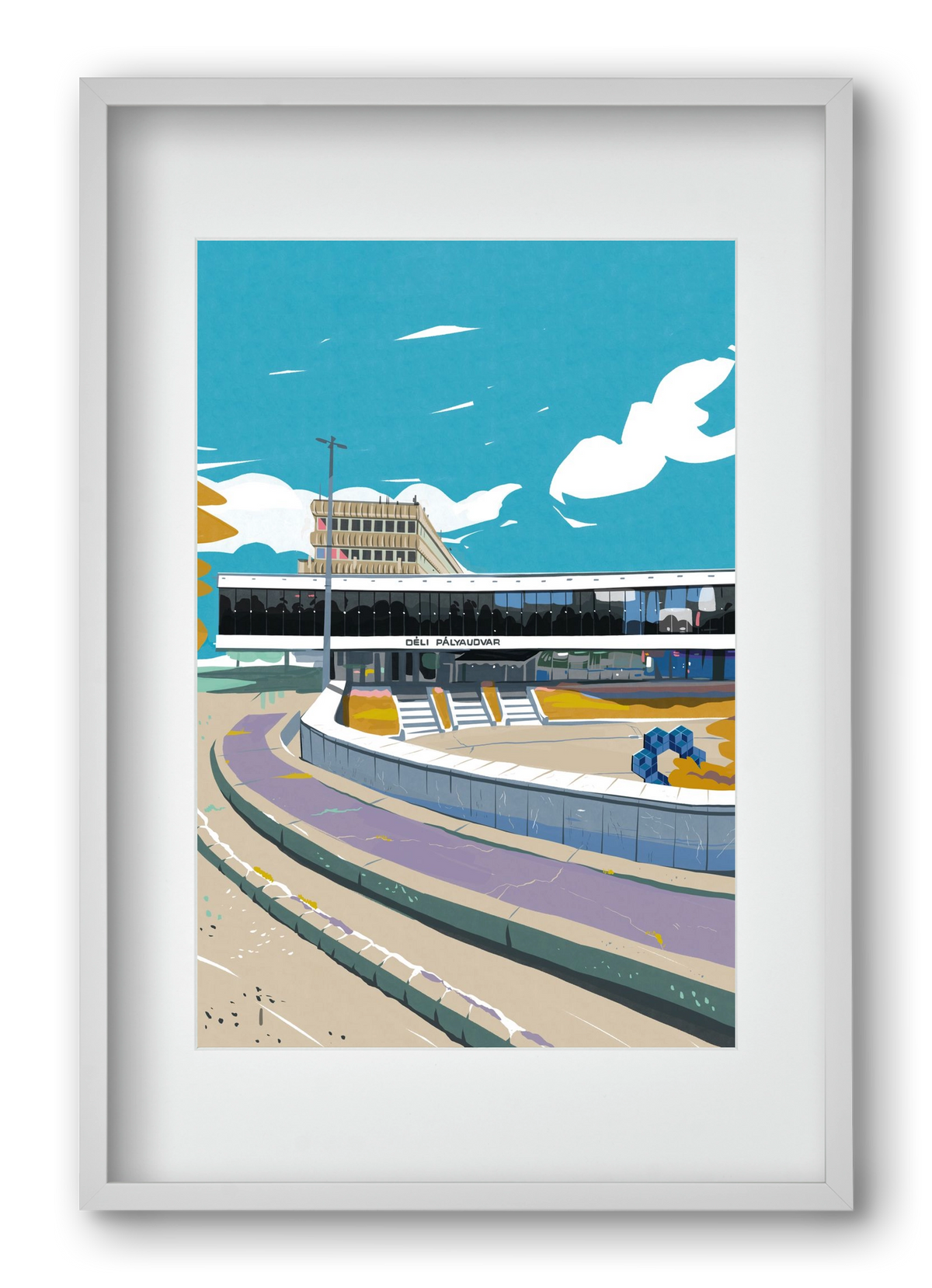 Déli Pályaudvar, 40x60 cm (30x45 cm), Fehér keret, paszpartuval