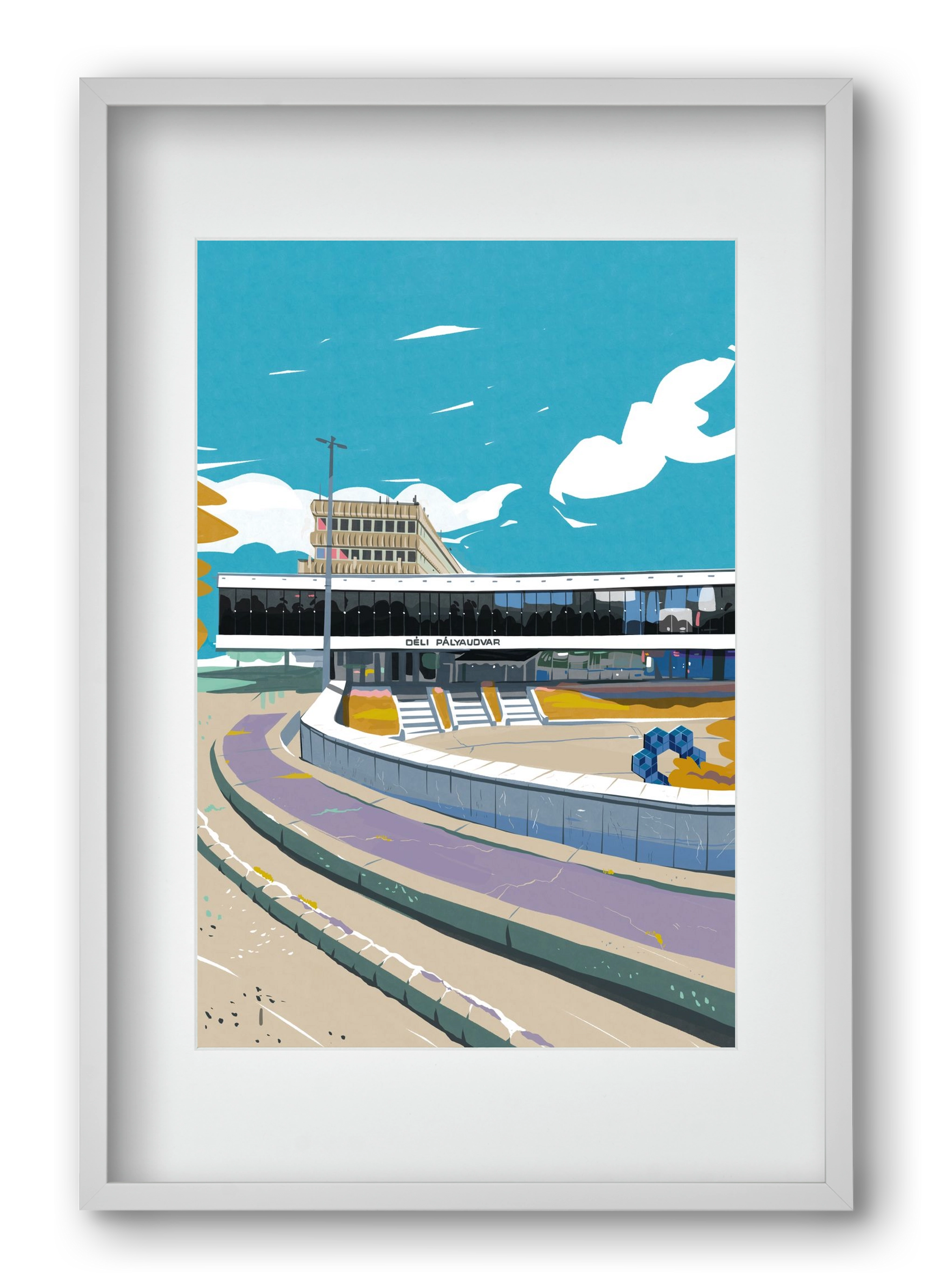 Déli Pályaudvar, 40x60 cm (30x45 cm), Fehér keret, paszpartuval