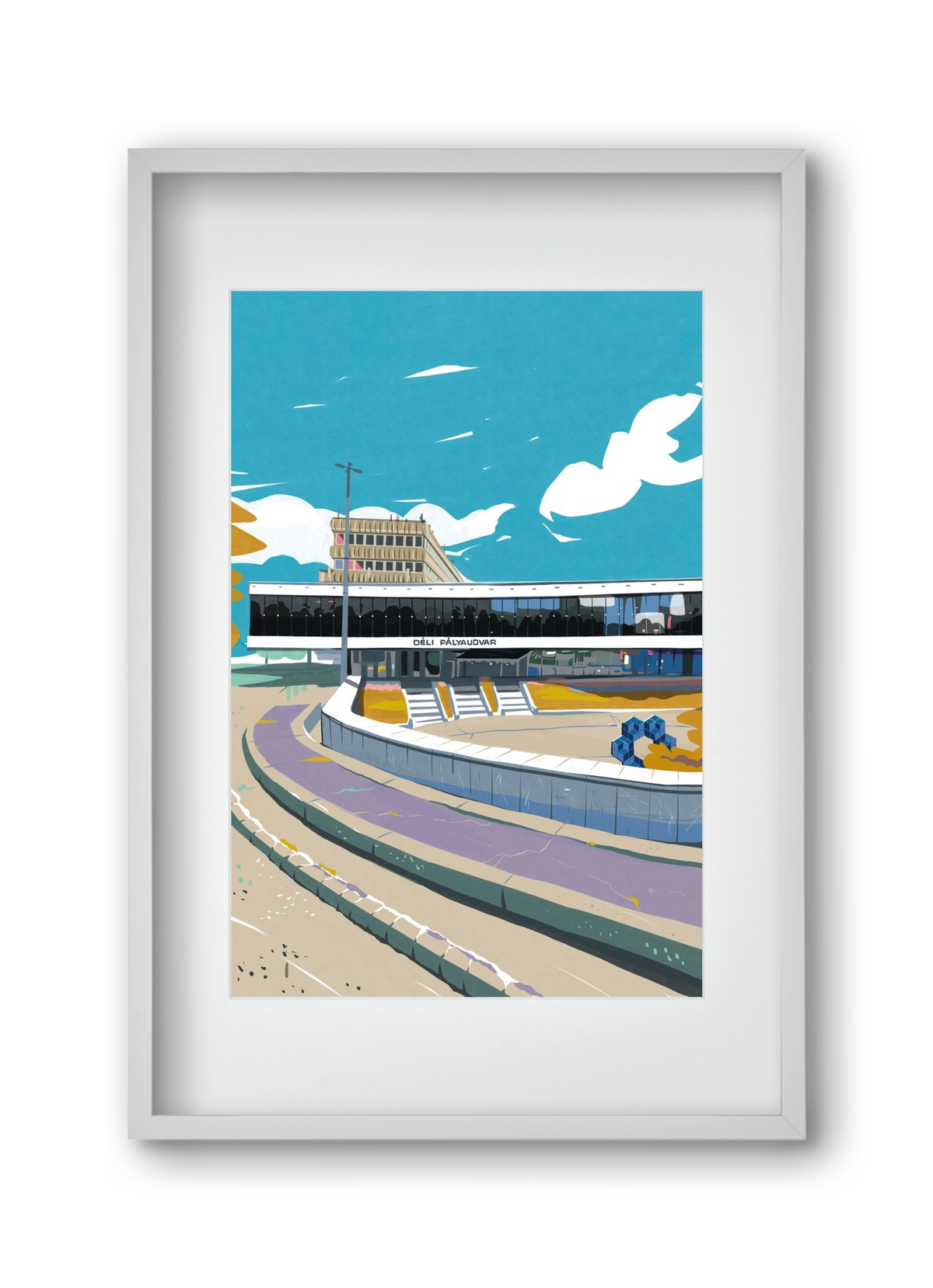 Déli Pályaudvar, 30x45 cm (20x30 cm), Fehér keret, paszpartuval