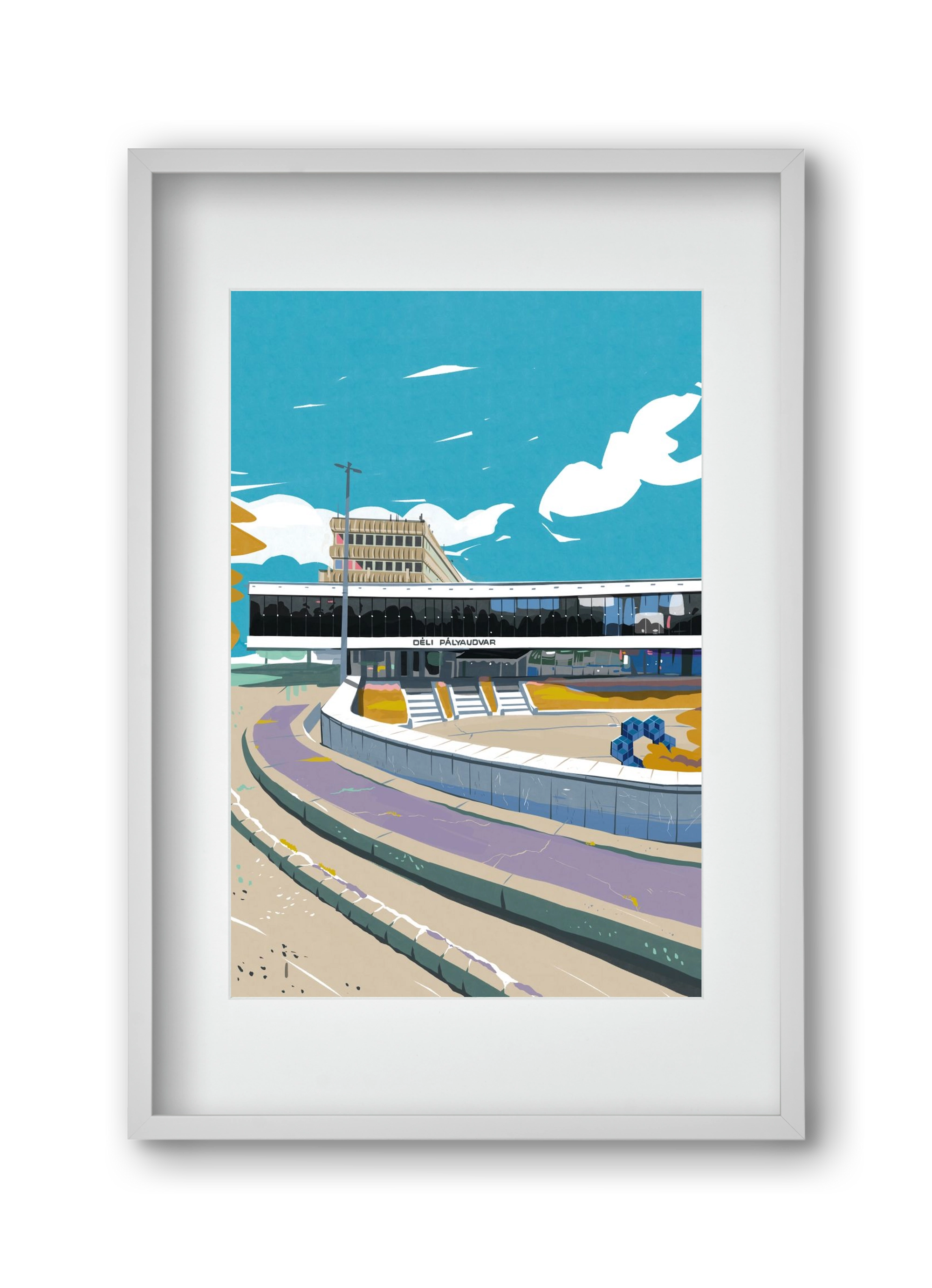 Déli Pályaudvar, 30x45 cm (20x30 cm), Fehér keret, paszpartuval