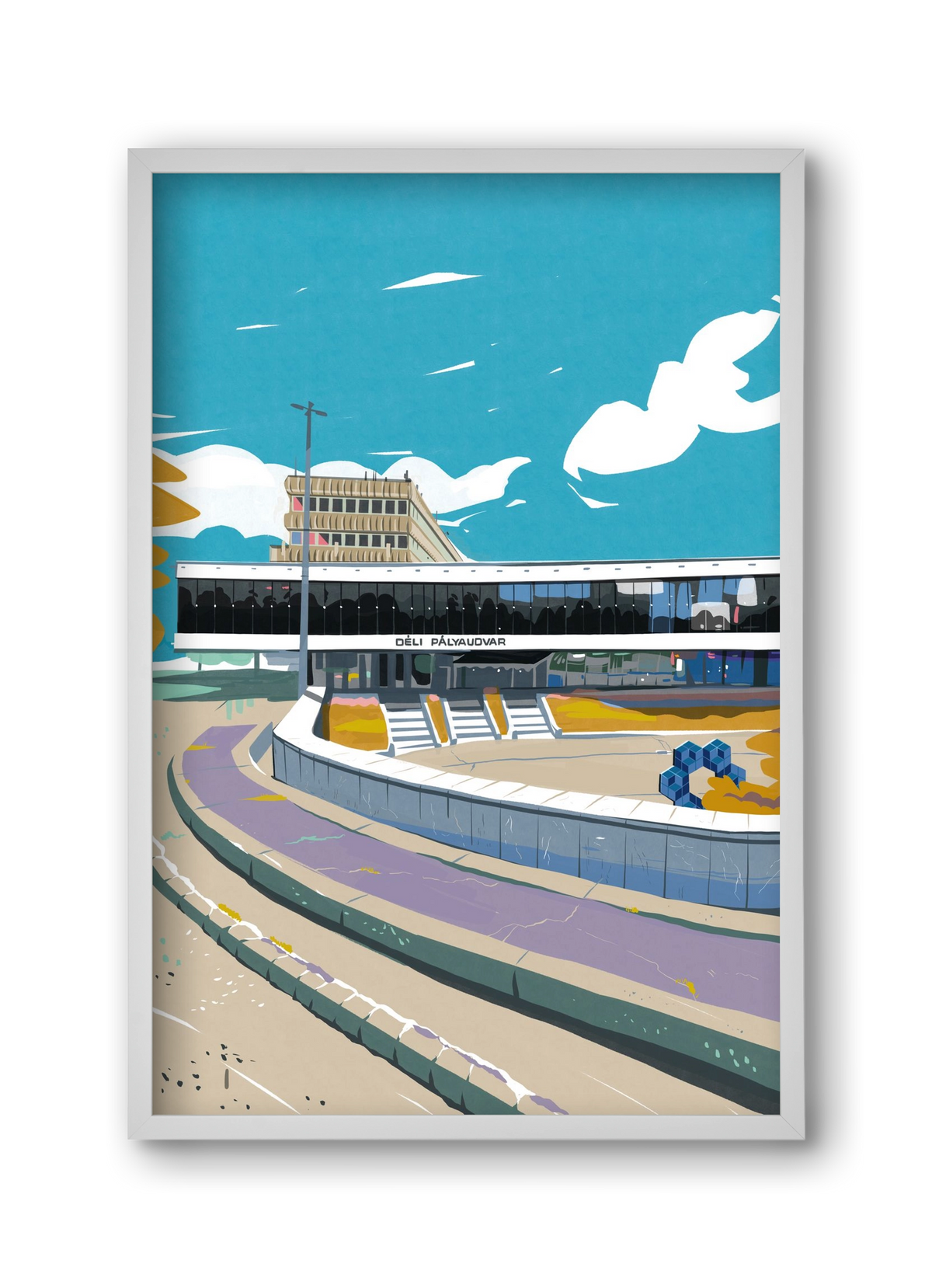 Déli Pályaudvar, 30x45 cm (30x45 cm), Fehér keret