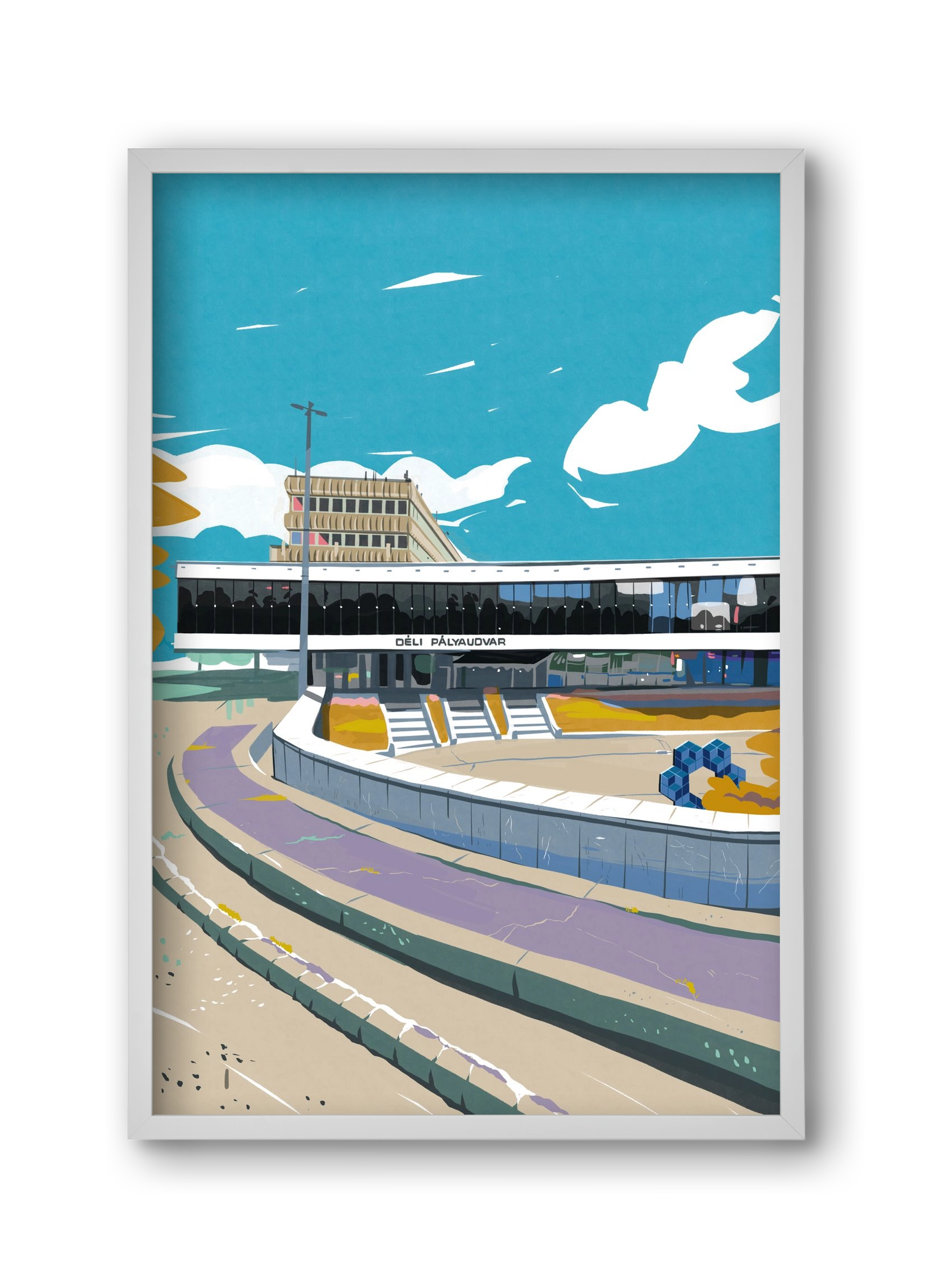 Déli Pályaudvar, 30x45 cm (30x45 cm), Fehér keret
