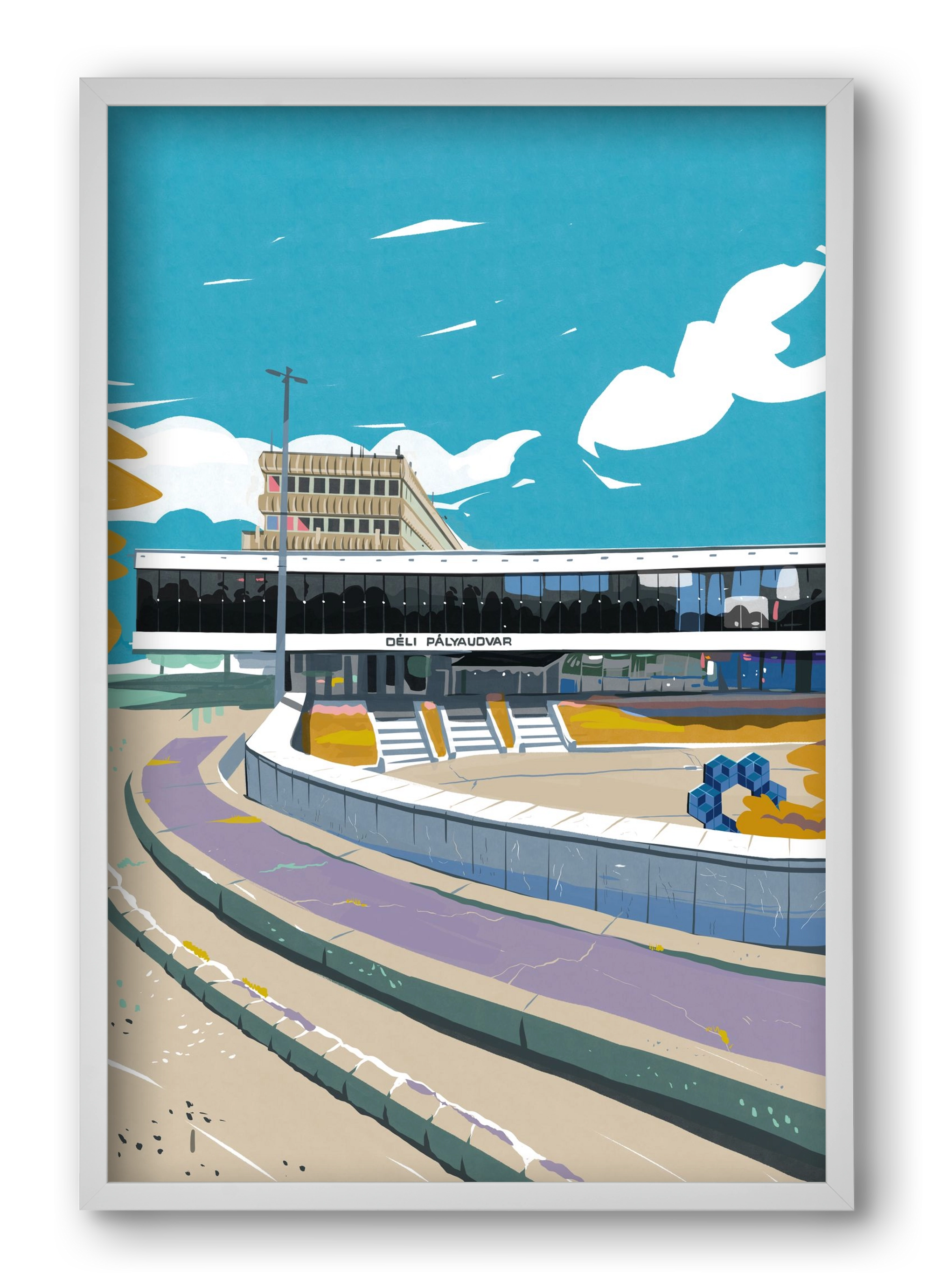 Déli Pályaudvar, 40x60 cm (40x60 cm), Fehér keret
