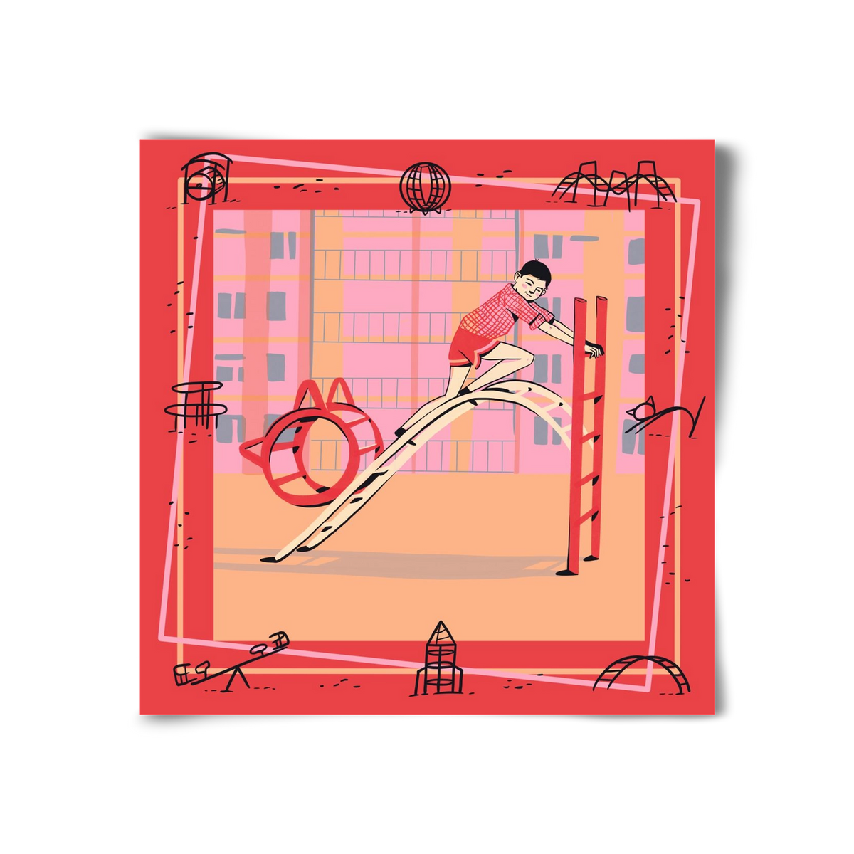 Retro játszótér, 30x30 cm, Keret nélkül