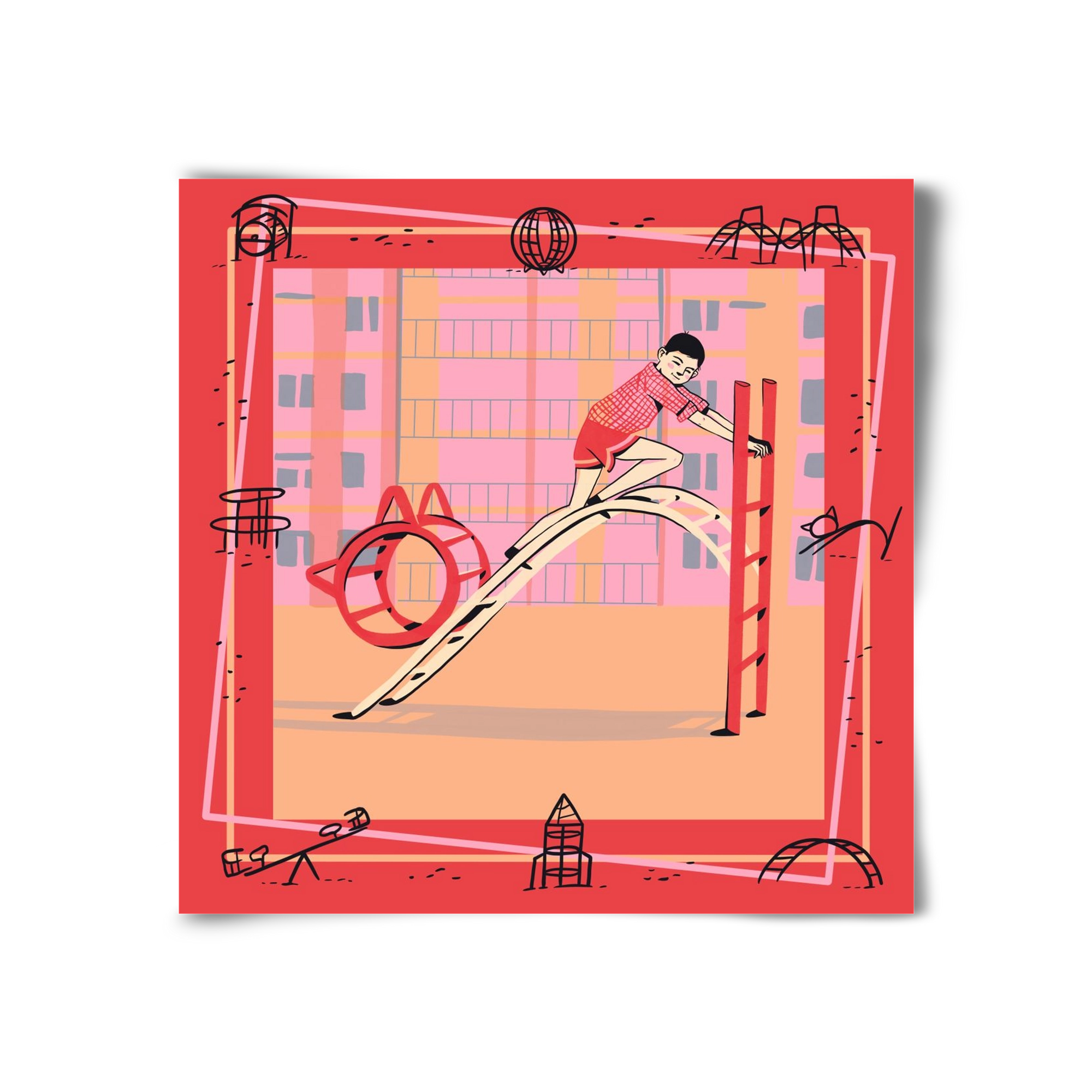 Retro játszótér, 30x30 cm, Keret nélkül