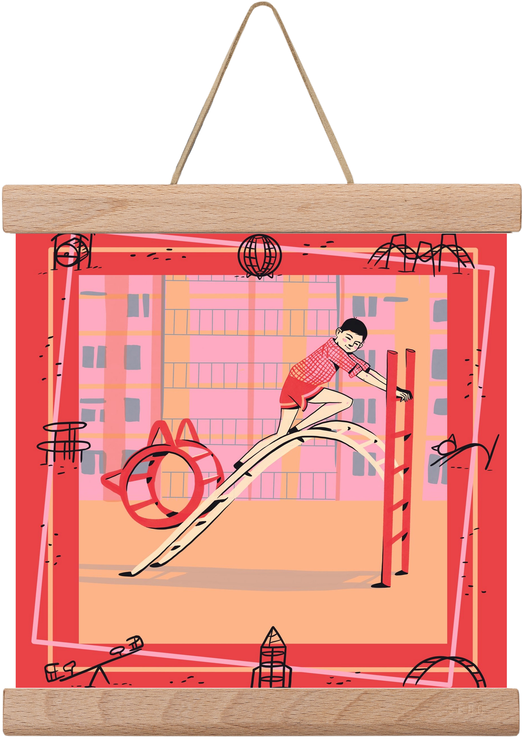 Retro játszótér, 20x20 cm (20x20 cm), Tölgy akasztó