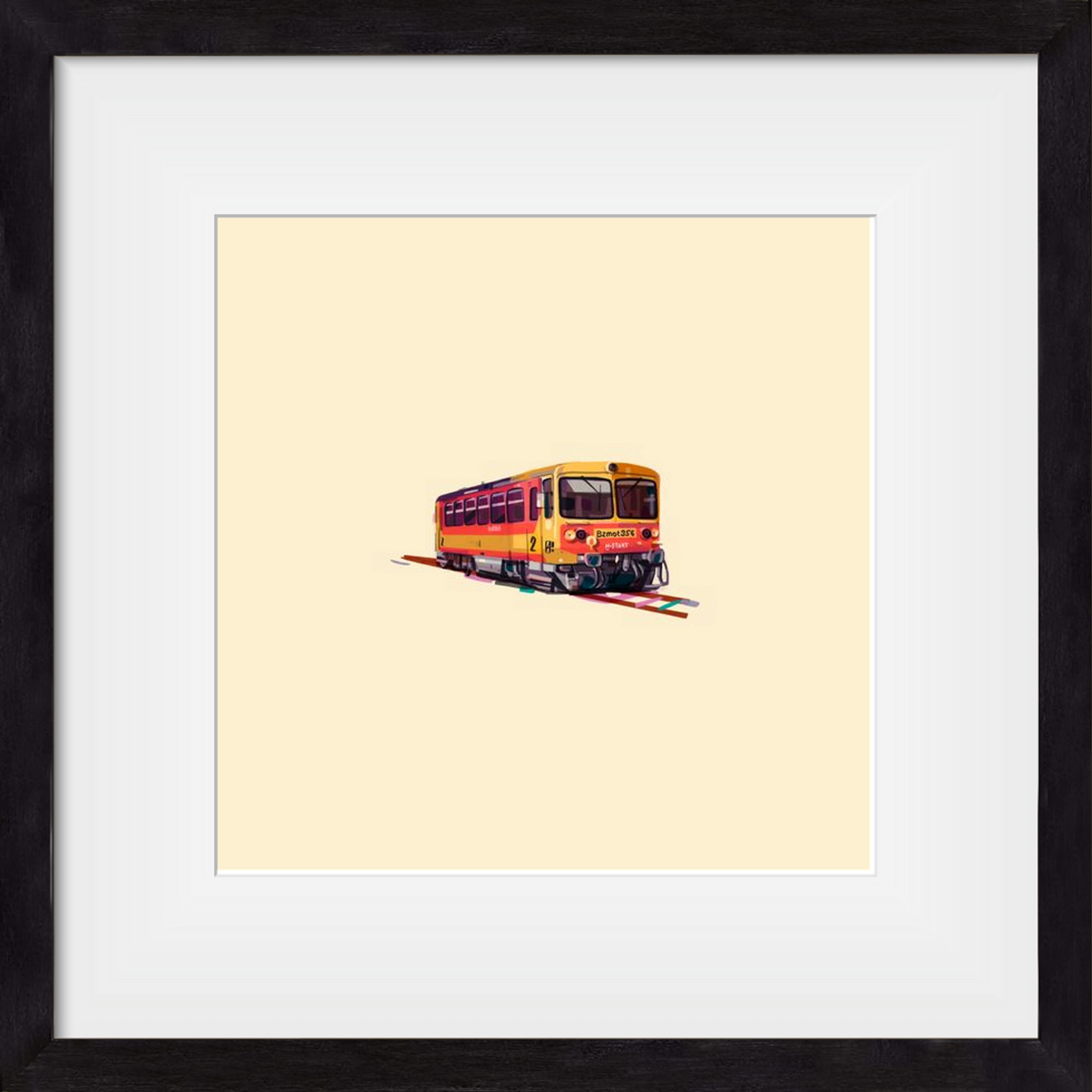 Kispiros, 30x30 cm (20x20 cm), Fekete keret, paszpartuval