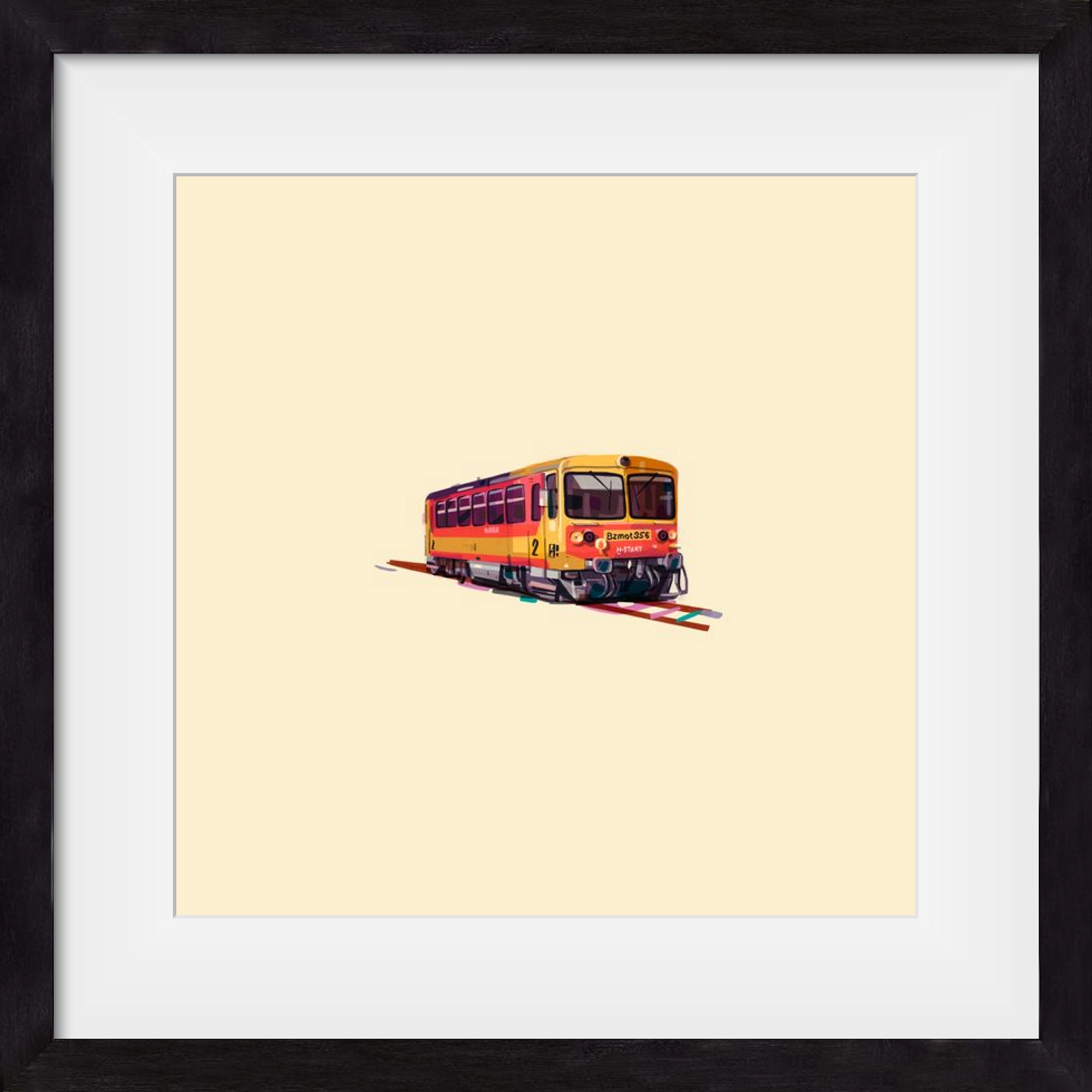 Kispiros, 50x50 cm (40x40 cm), Fekete keret, paszpartuval