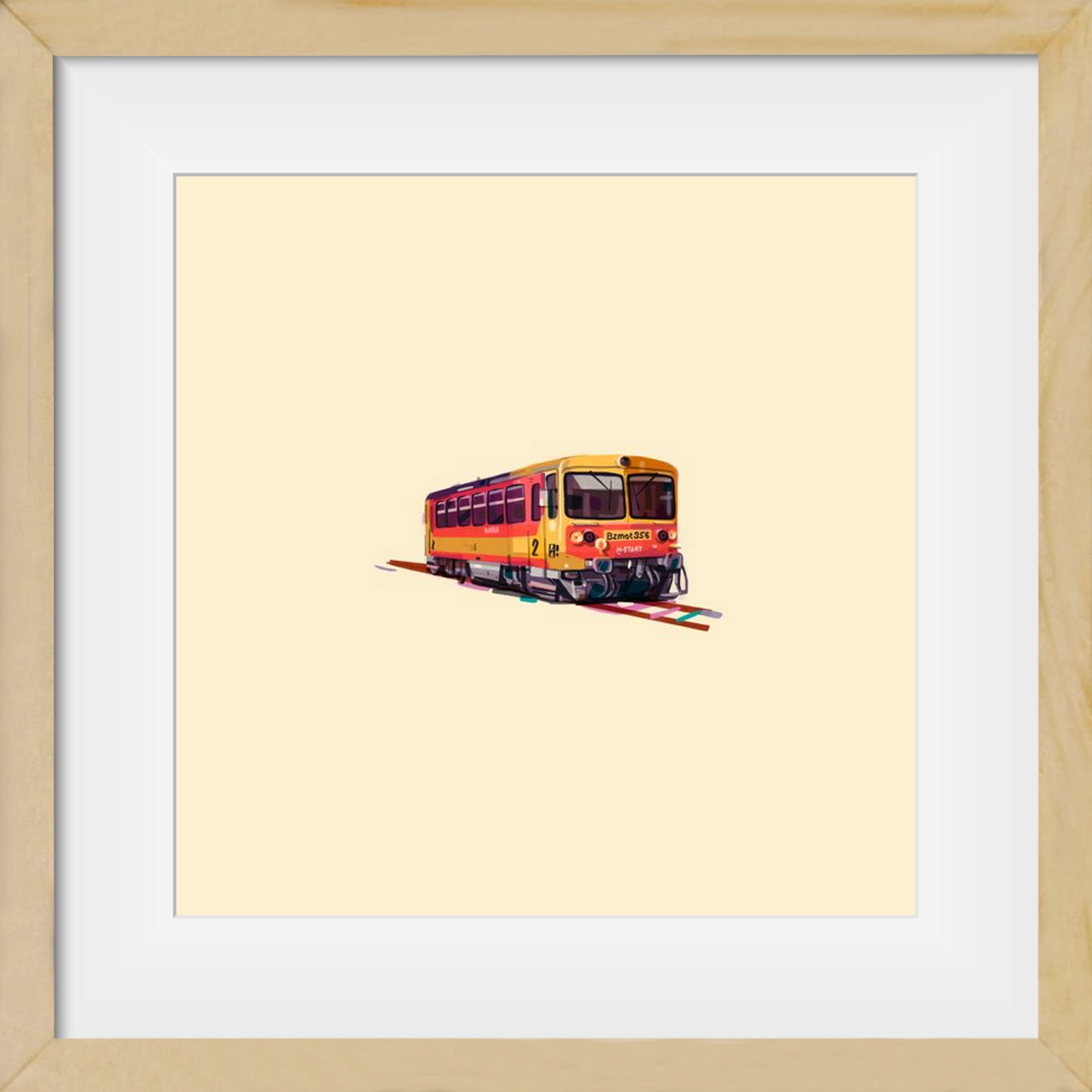 Kispiros, 40x40 cm (30x30 cm), Tölgy keret, paszpartuval