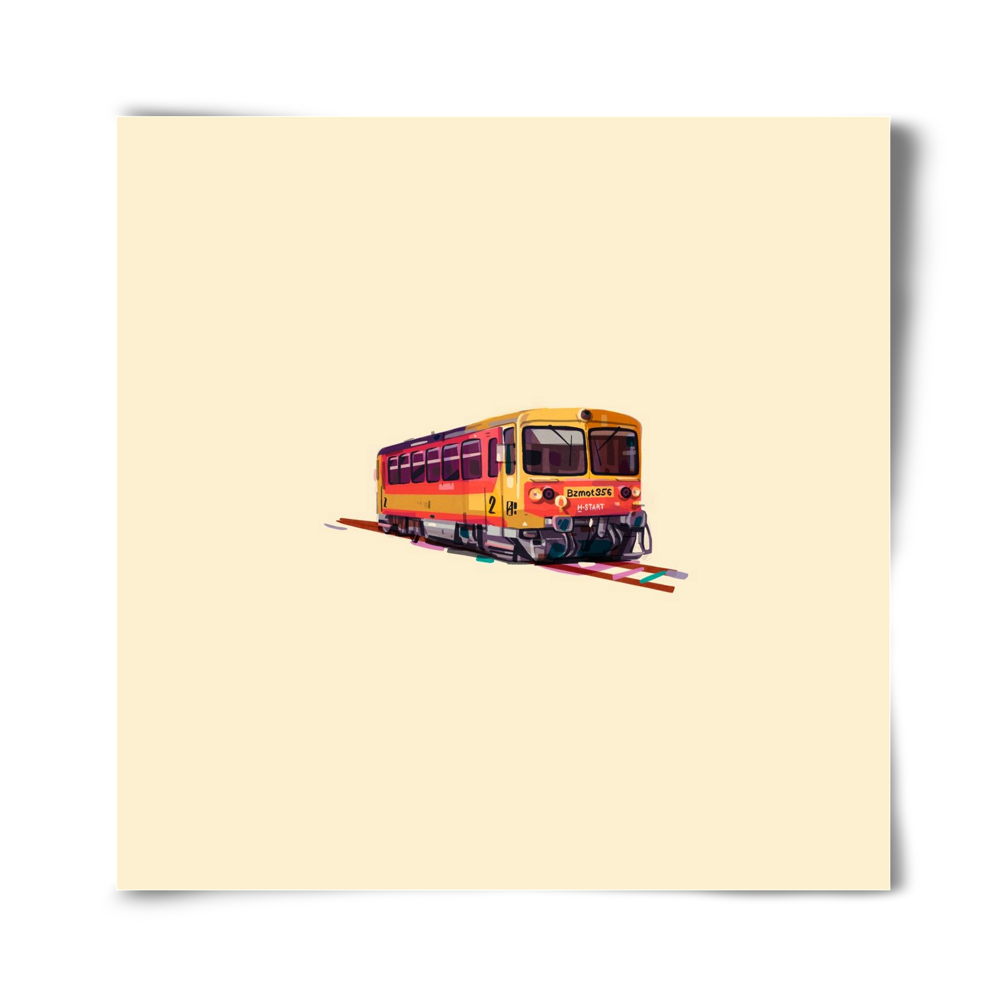 Kispiros, 40x40 cm, Keret nélkül