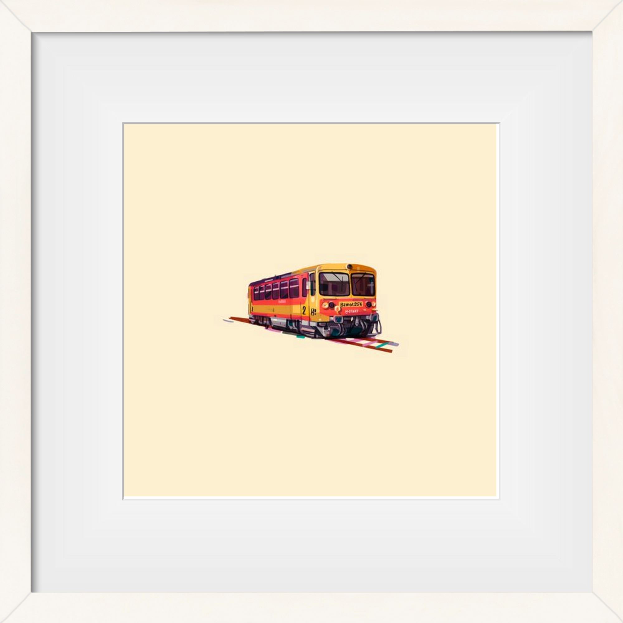 Kispiros, 30x30 cm (20x20 cm), Fehér keret, paszpartuval