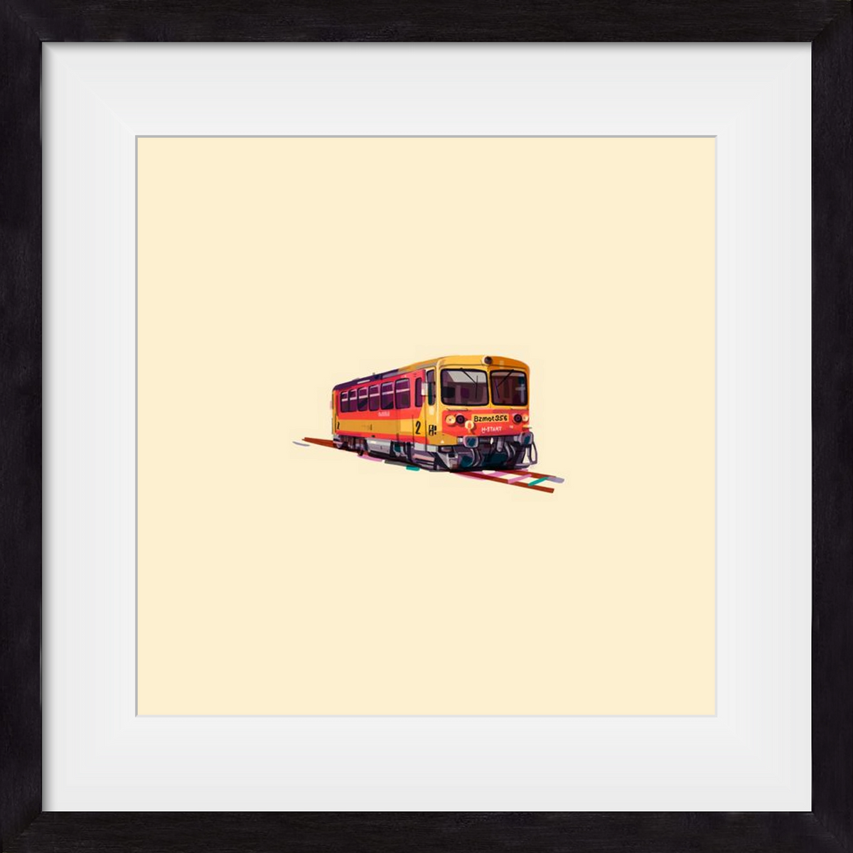 Kispiros, 40x40 cm (30x30 cm), Fekete keret, paszpartuval