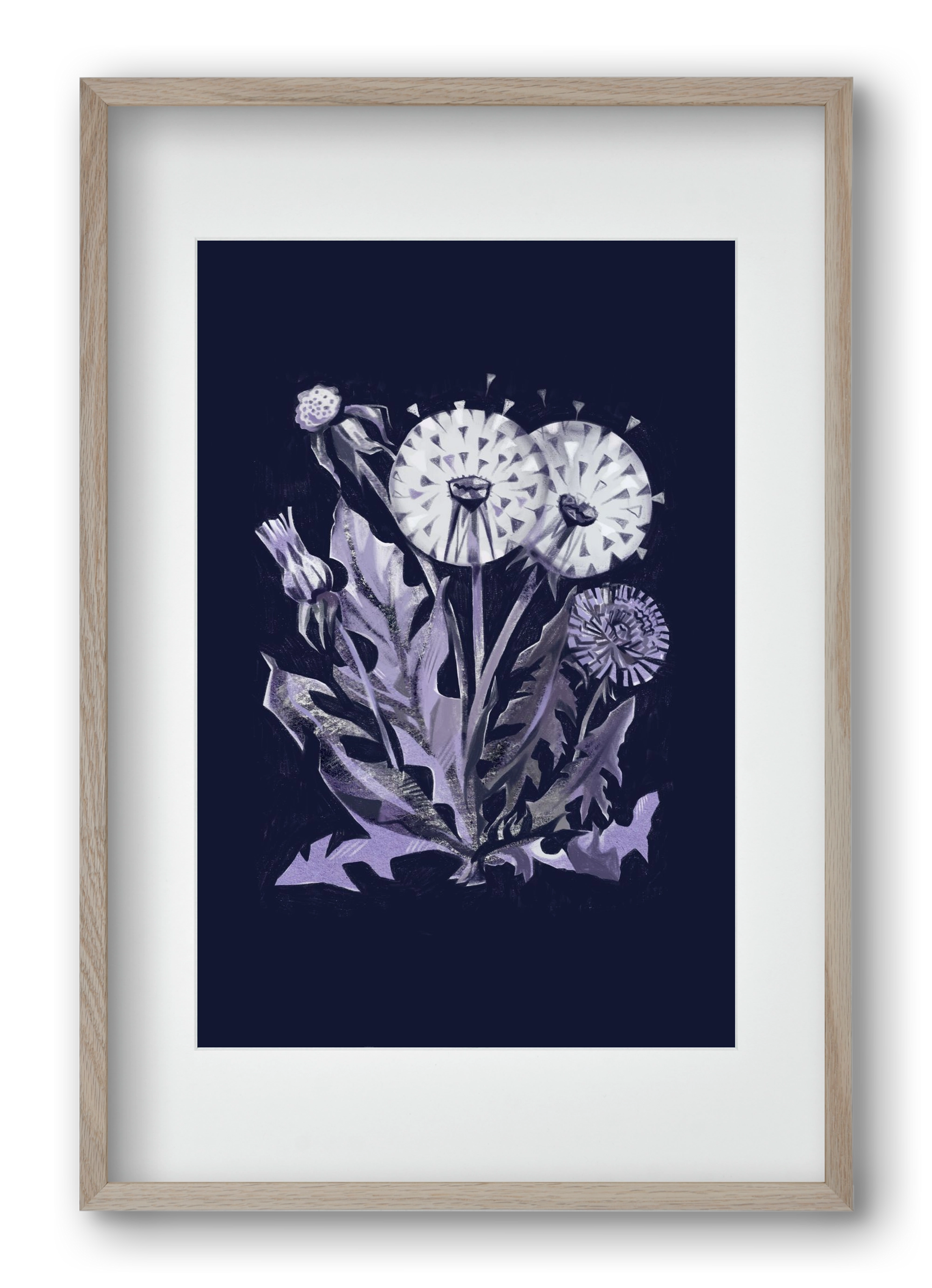 Pitypang, 40x60 cm (30x45 cm), Tölgy keret, paszpartuval