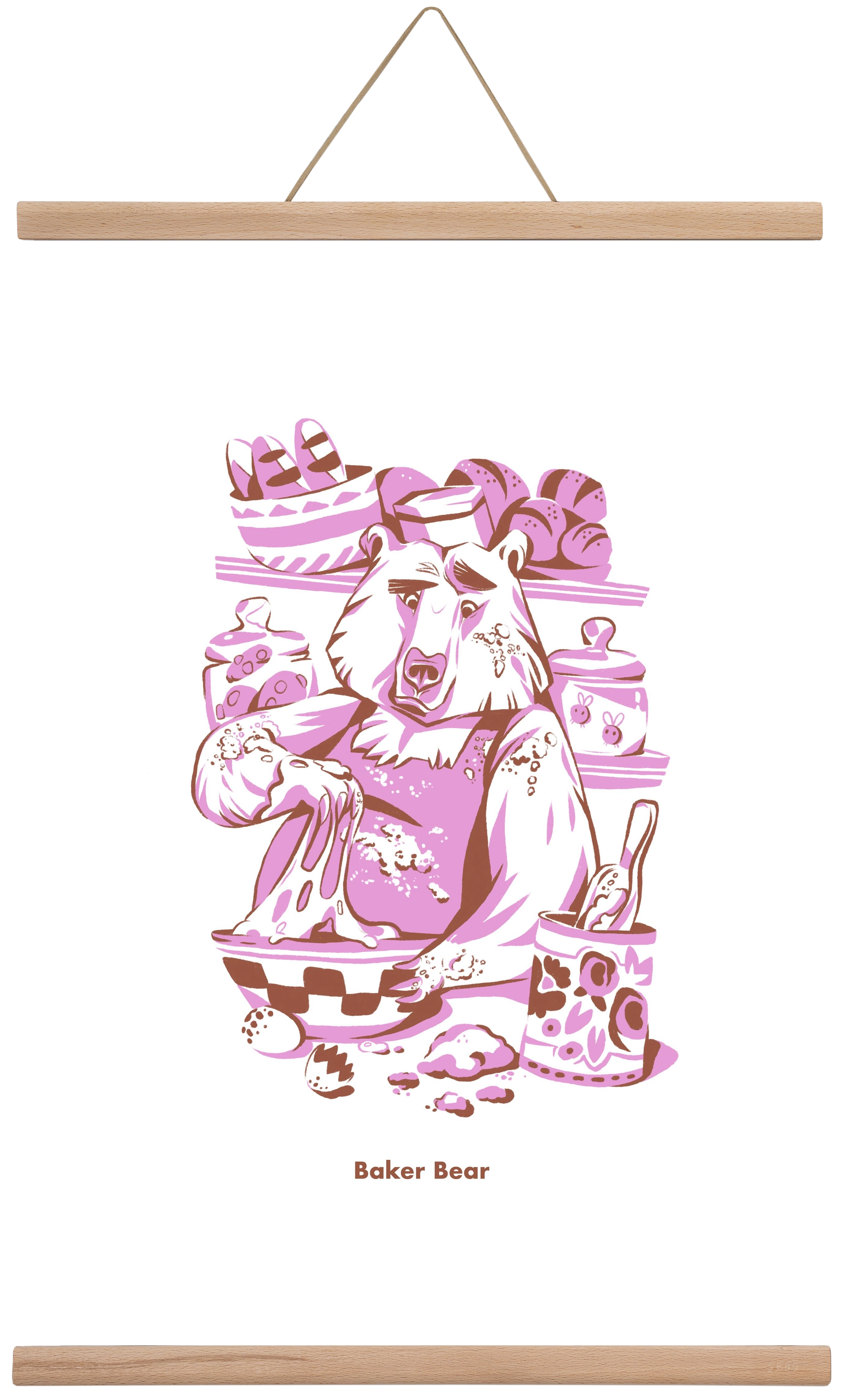 Baker Bear, 40x60 cm (40x60 cm), Tölgy akasztó