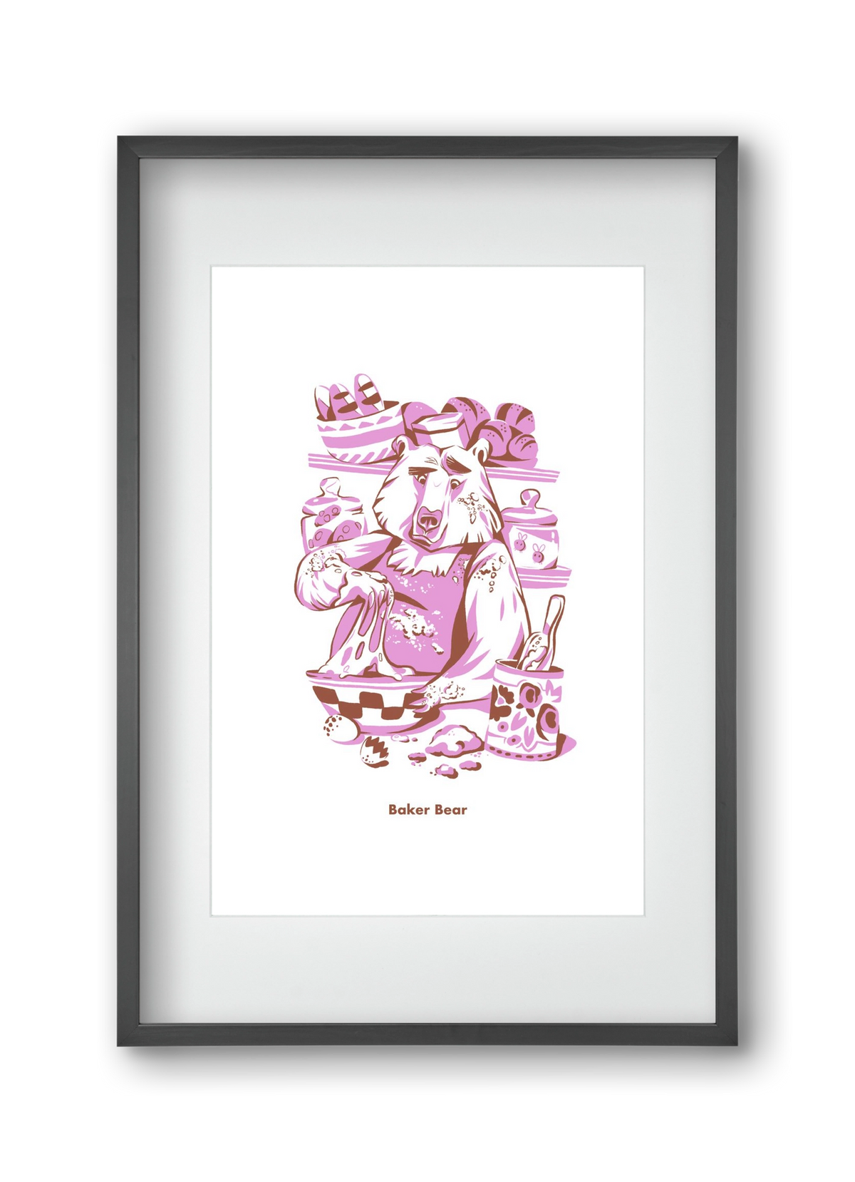 Baker Bear, 30x45 cm (20x30 cm), Fekete keret, paszpartuval