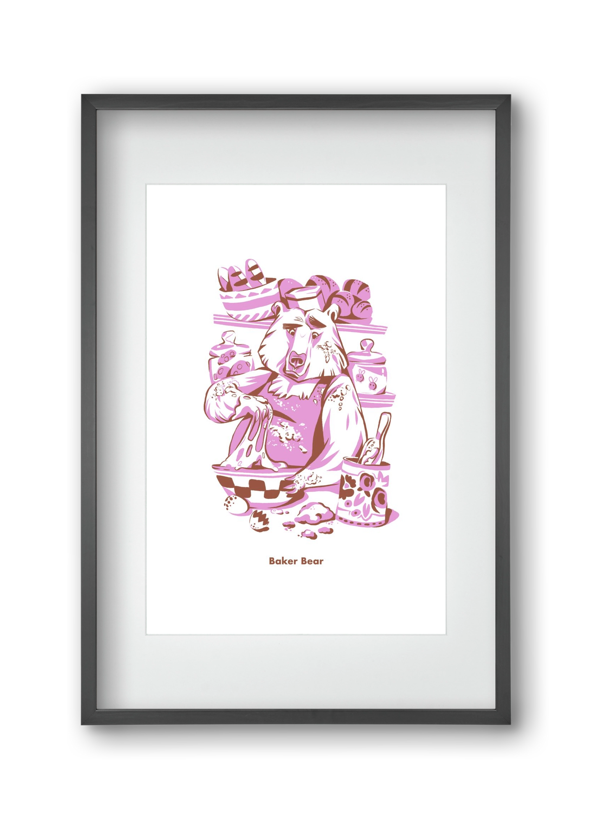 Baker Bear, 30x45 cm (20x30 cm), Fekete keret, paszpartuval