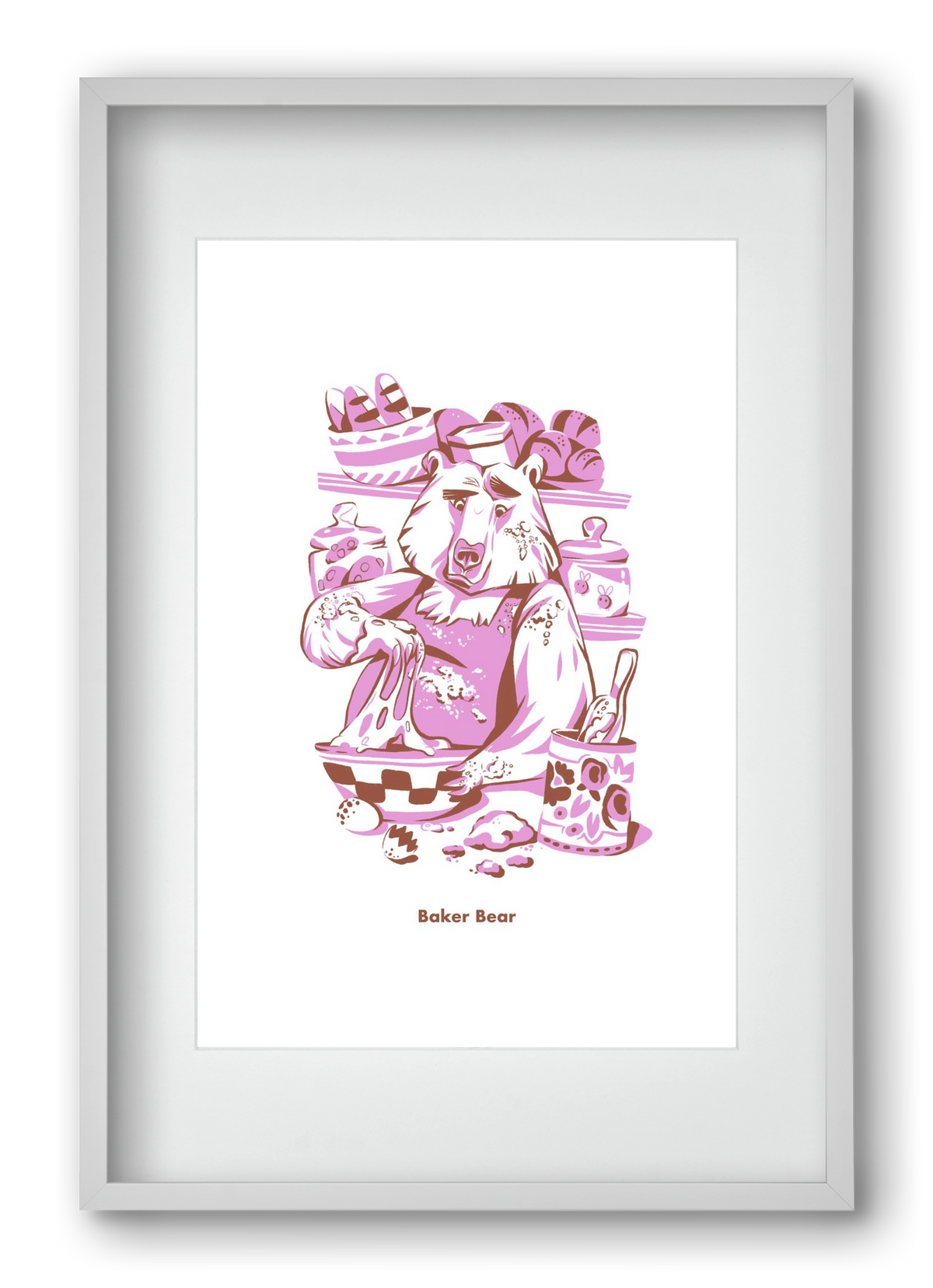 Baker Bear, 40x60 cm (30x45 cm), Fehér keret, paszpartuval