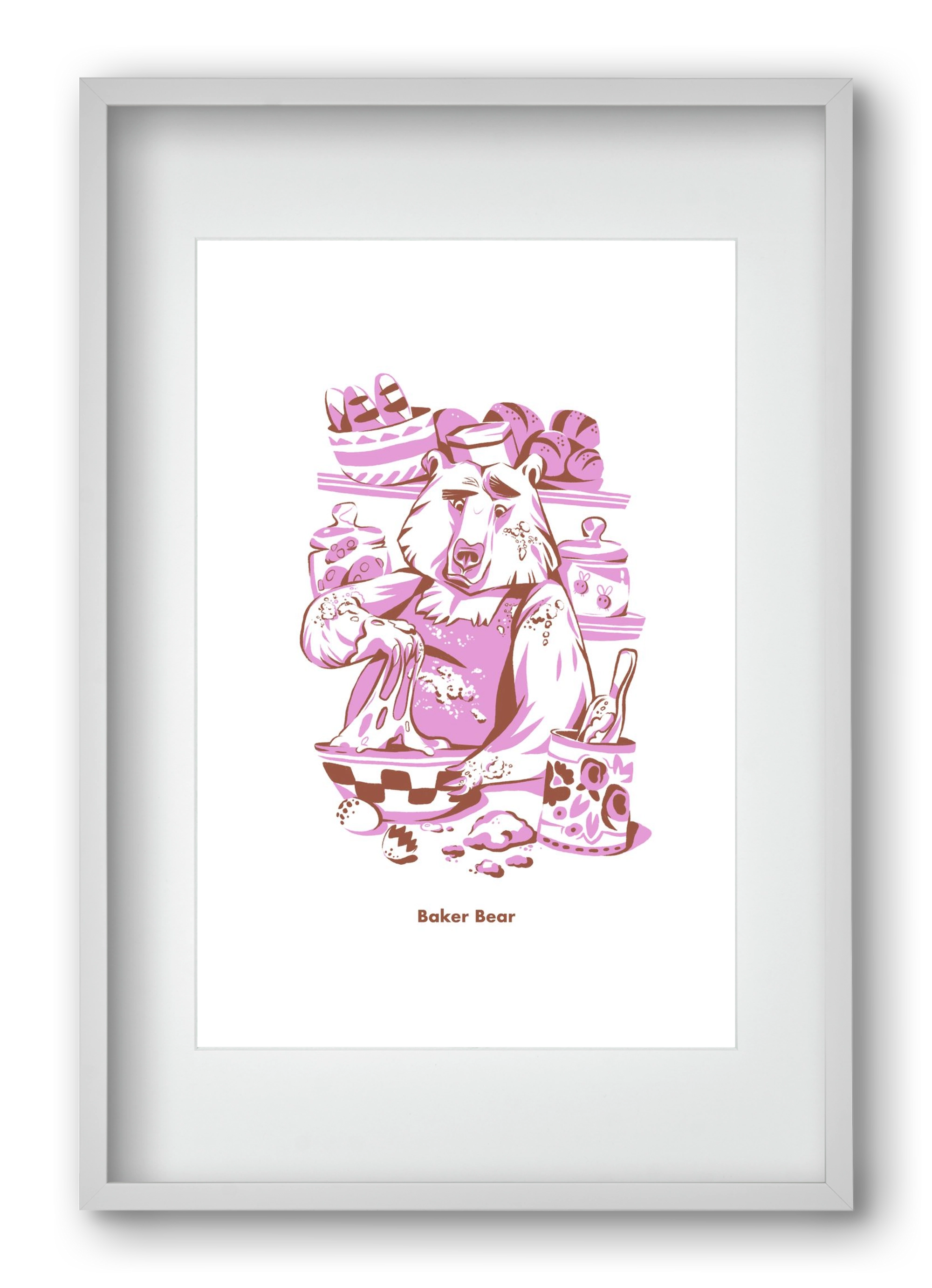 Baker Bear, 40x60 cm (30x45 cm), Fehér keret, paszpartuval