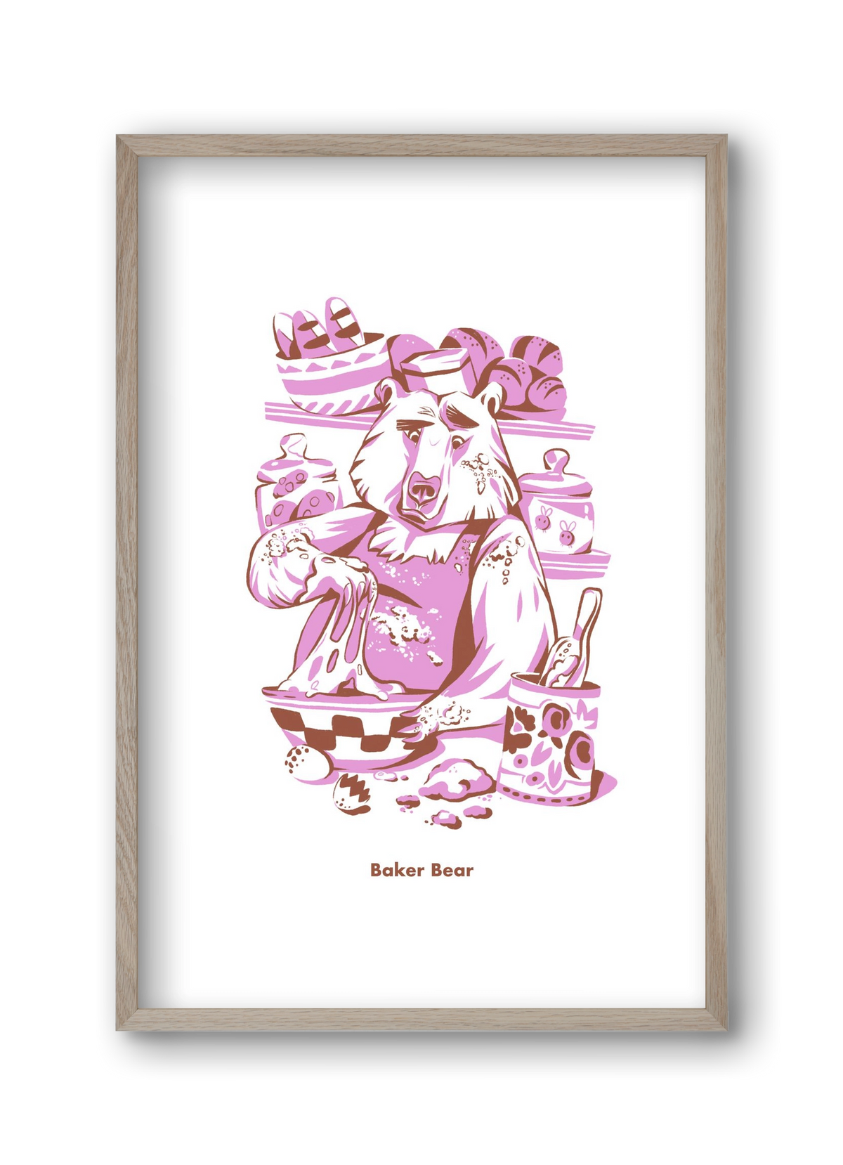 Baker Bear, 30x45 cm (30x45 cm), Tölgy keret