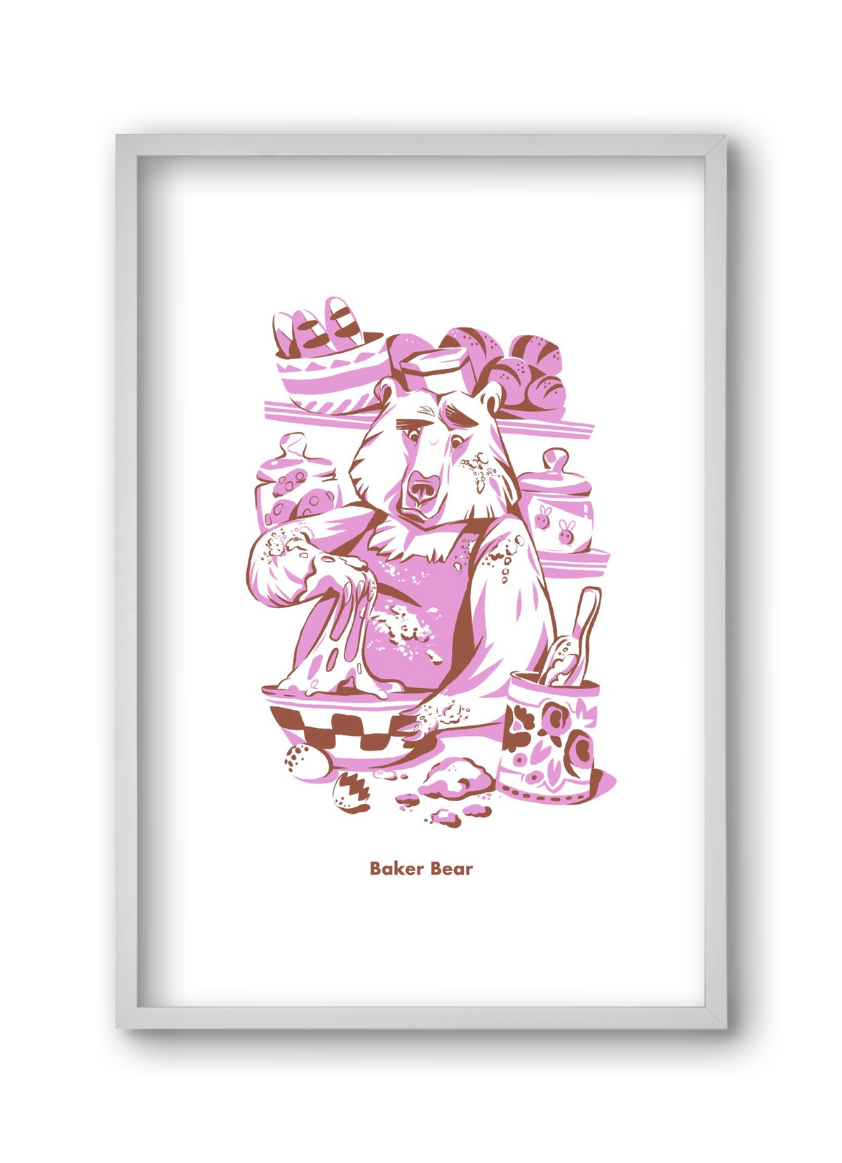 Baker Bear, 30x45 cm (30x45 cm), Fehér keret