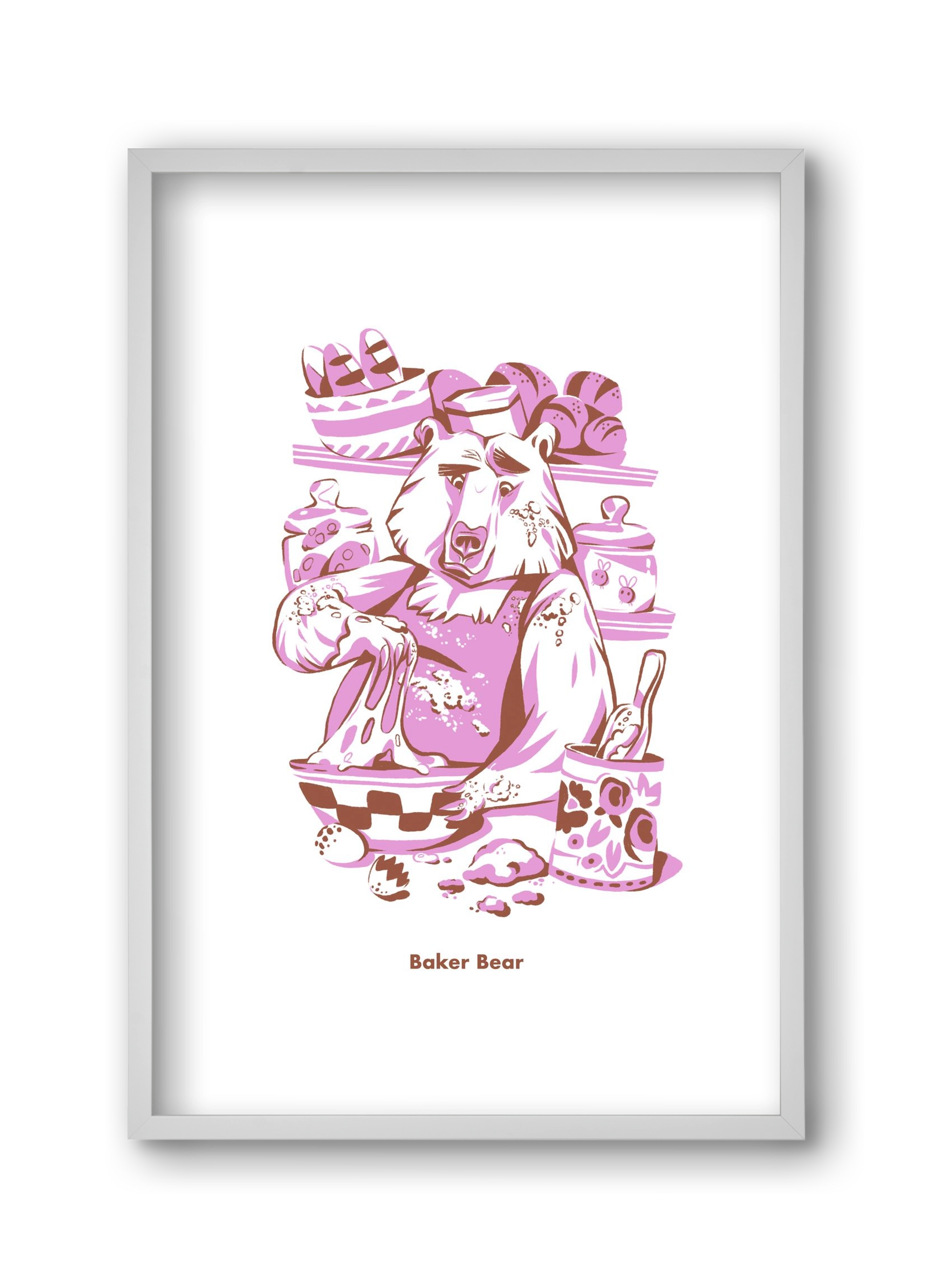 Baker Bear, 30x45 cm (30x45 cm), Fehér keret
