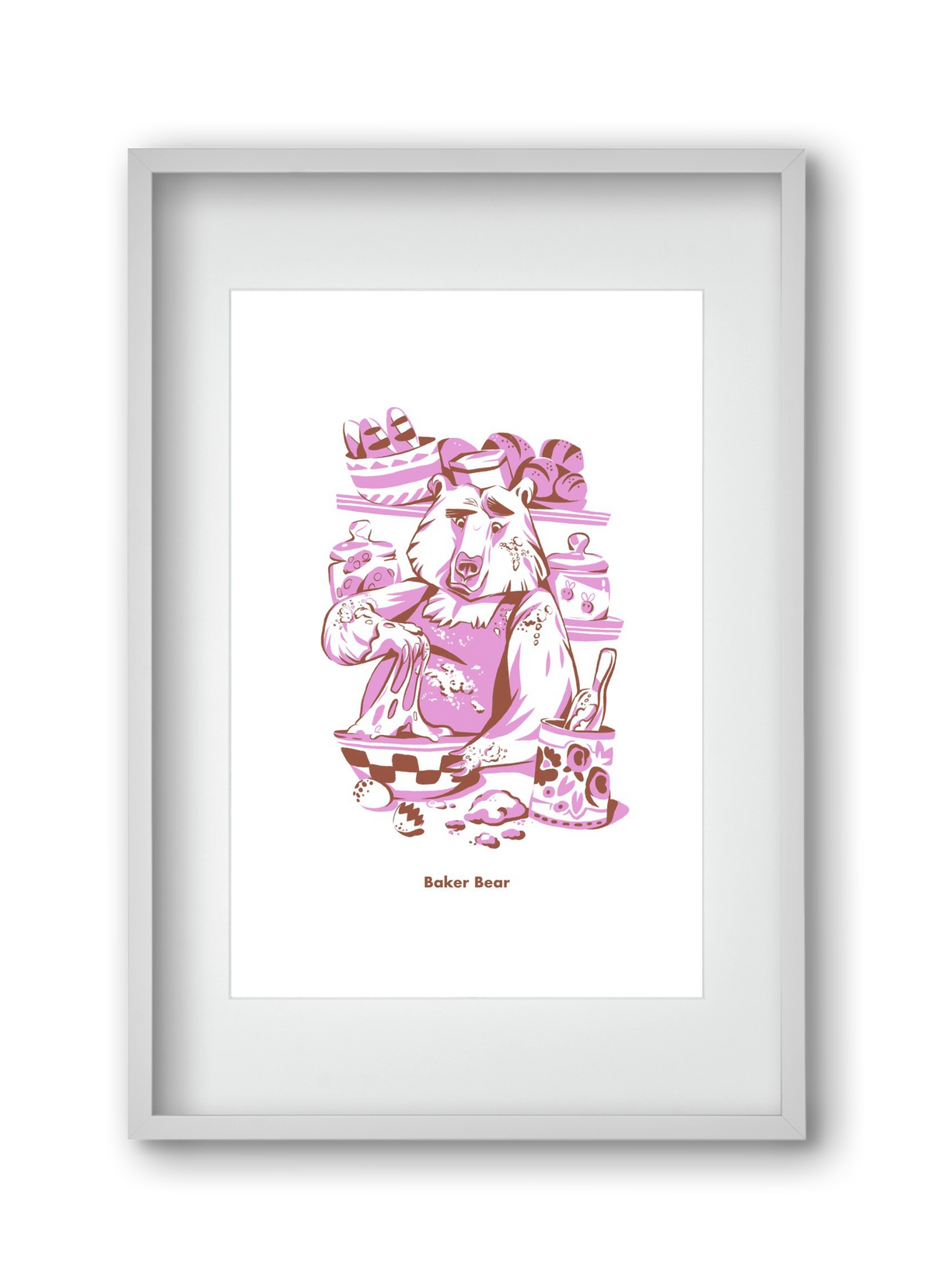 Baker Bear, 30x45 cm (20x30 cm), Fehér keret, paszpartuval