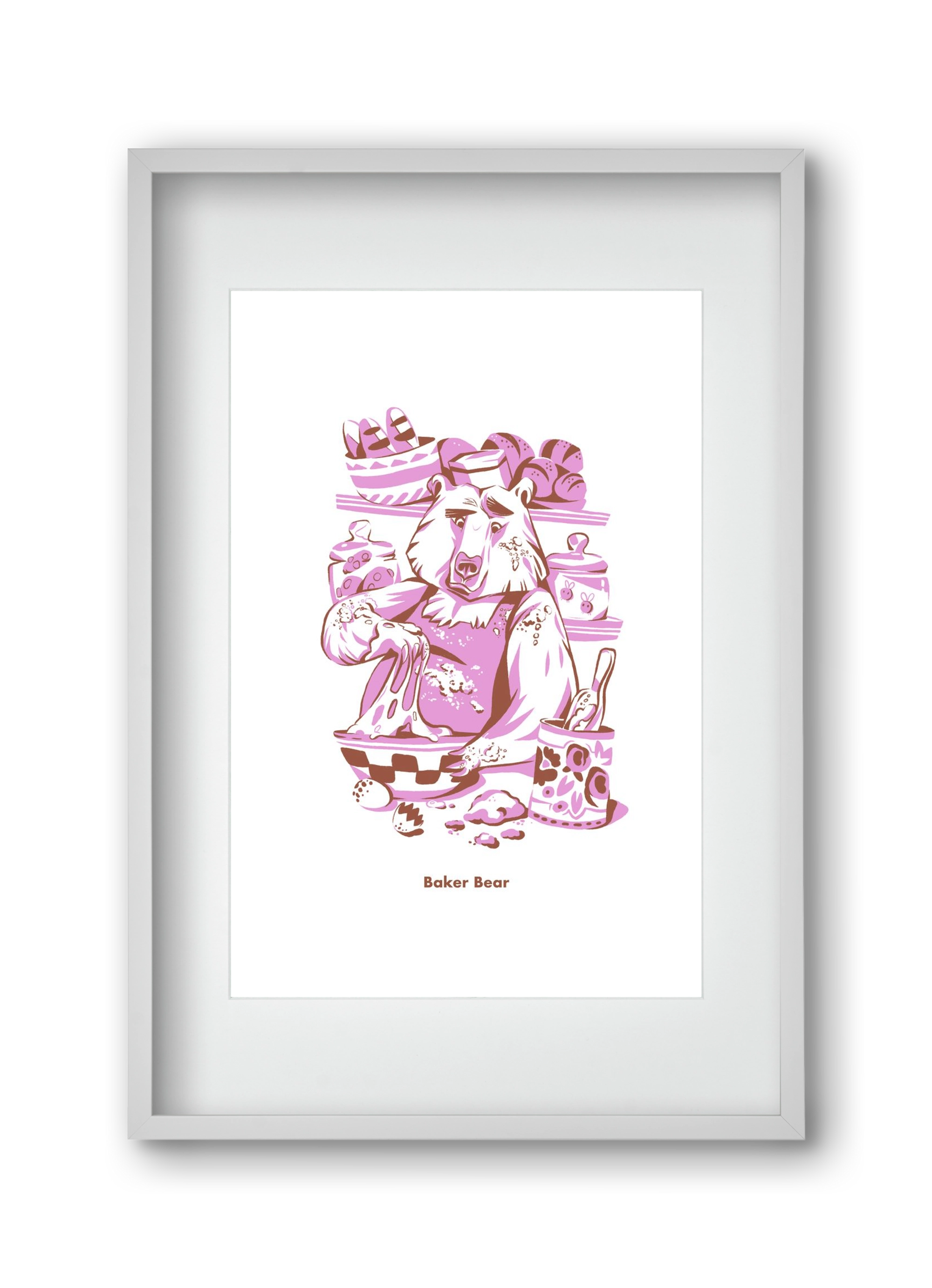 Baker Bear, 30x45 cm (20x30 cm), Fehér keret, paszpartuval