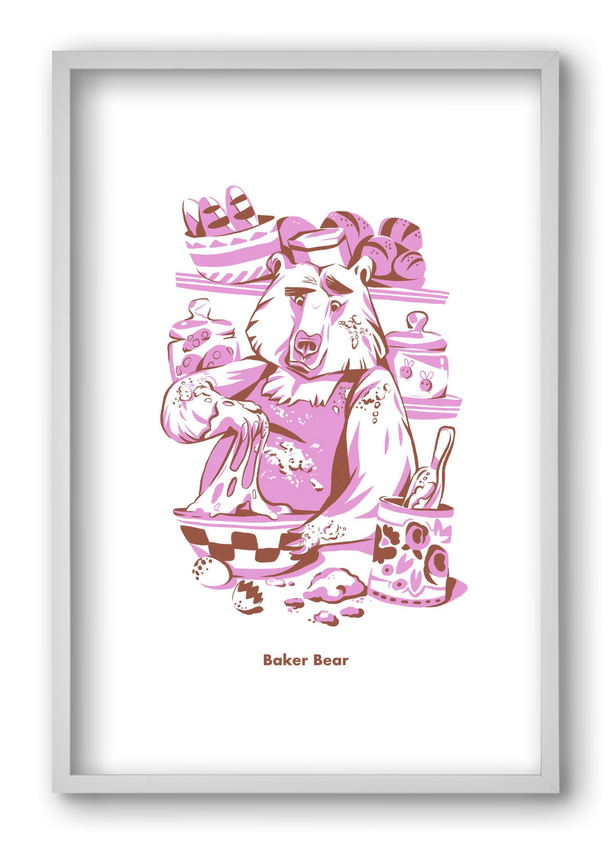 Baker Bear, 40x60 cm (40x60 cm), Fehér keret