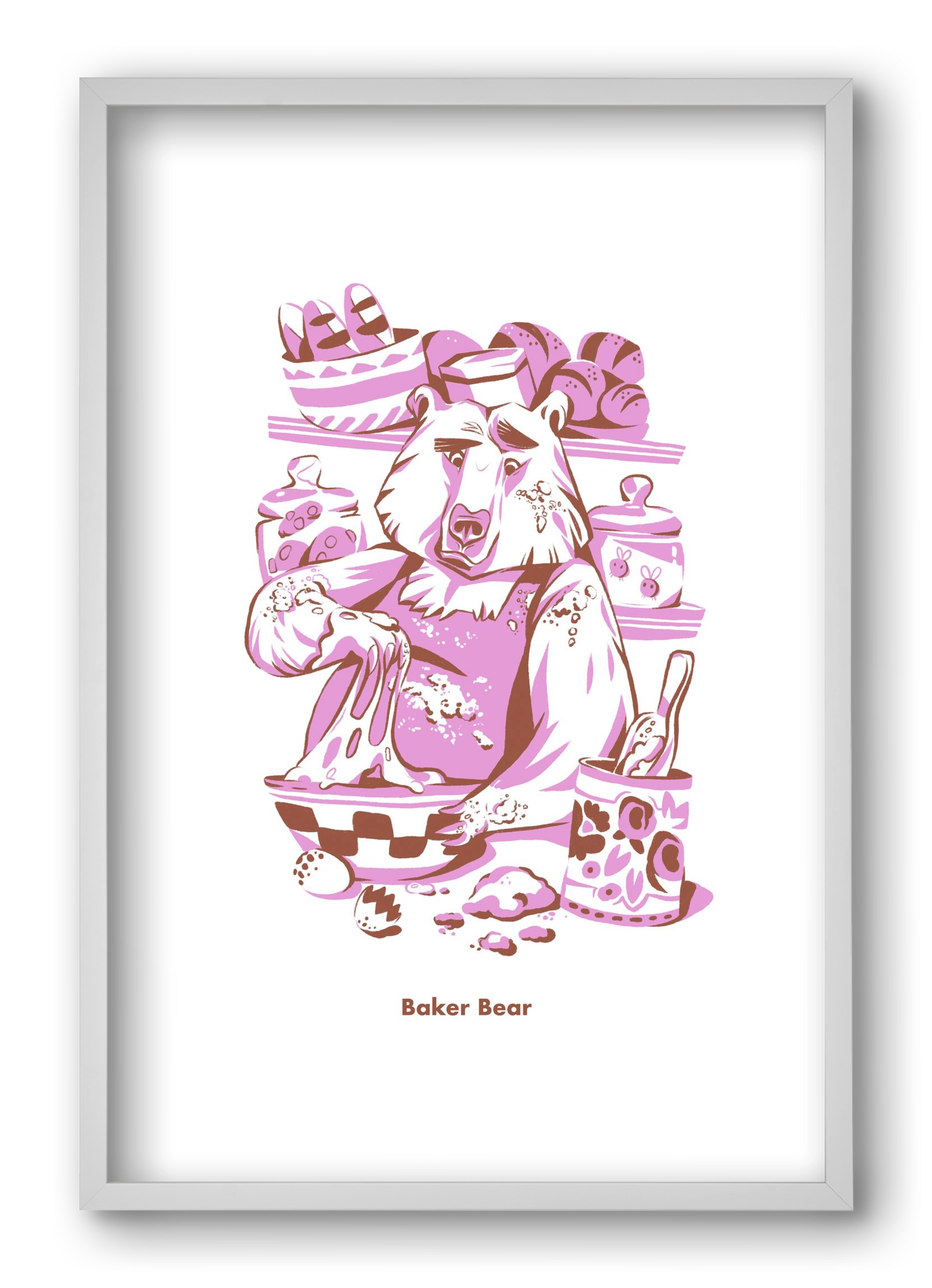 Baker Bear, 40x60 cm (40x60 cm), Fehér keret