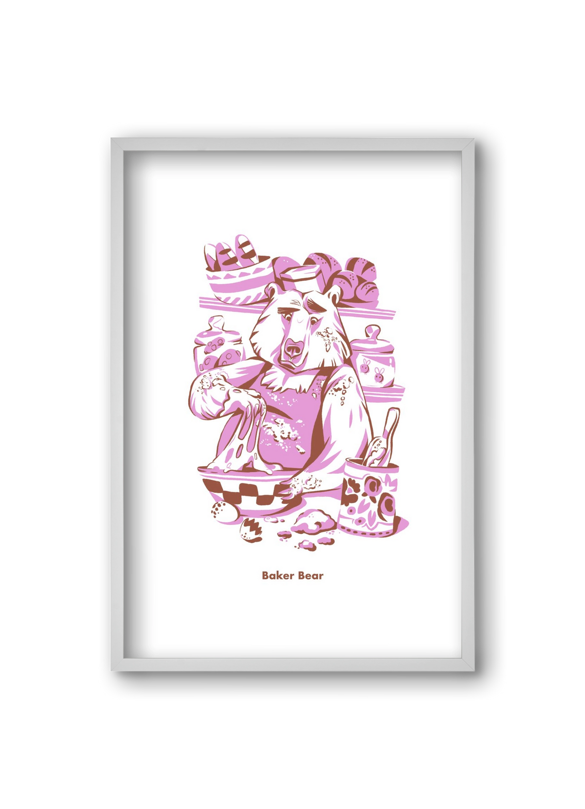 Baker Bear, 20x30 cm (20x30 cm), Fehér keret