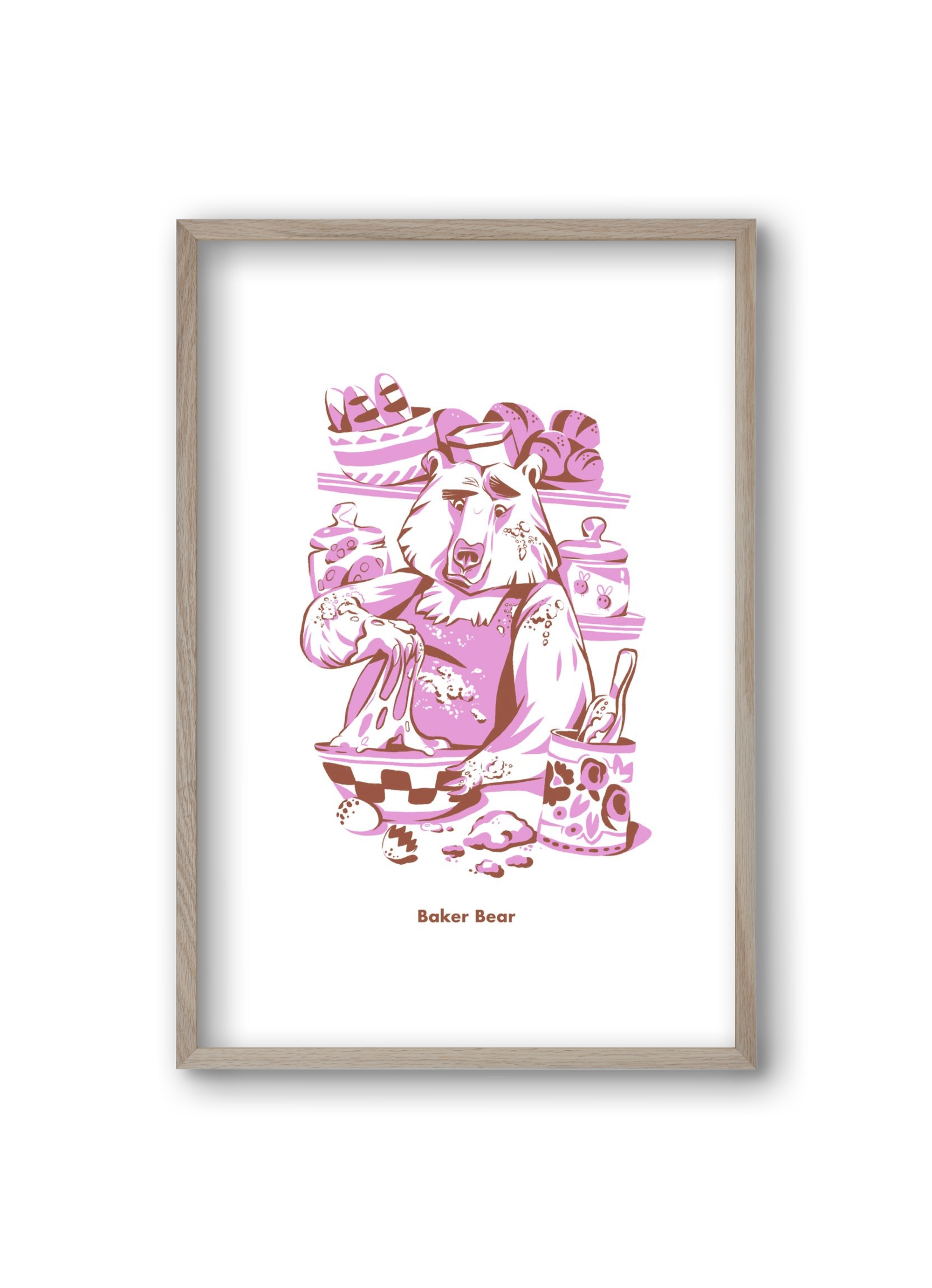 Baker Bear, 20x30 cm (20x30 cm), Tölgy keret