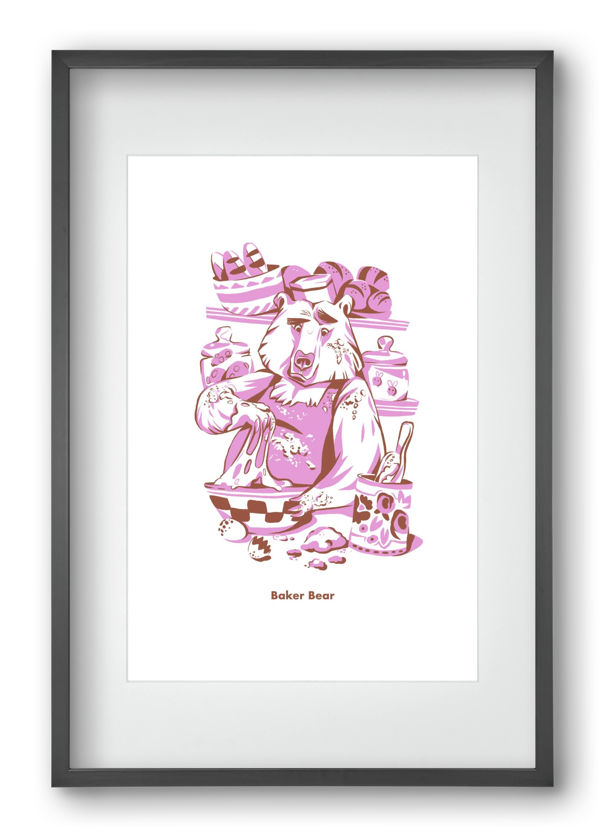 Baker Bear, 40x60 cm (30x45 cm), Fekete keret, paszpartuval