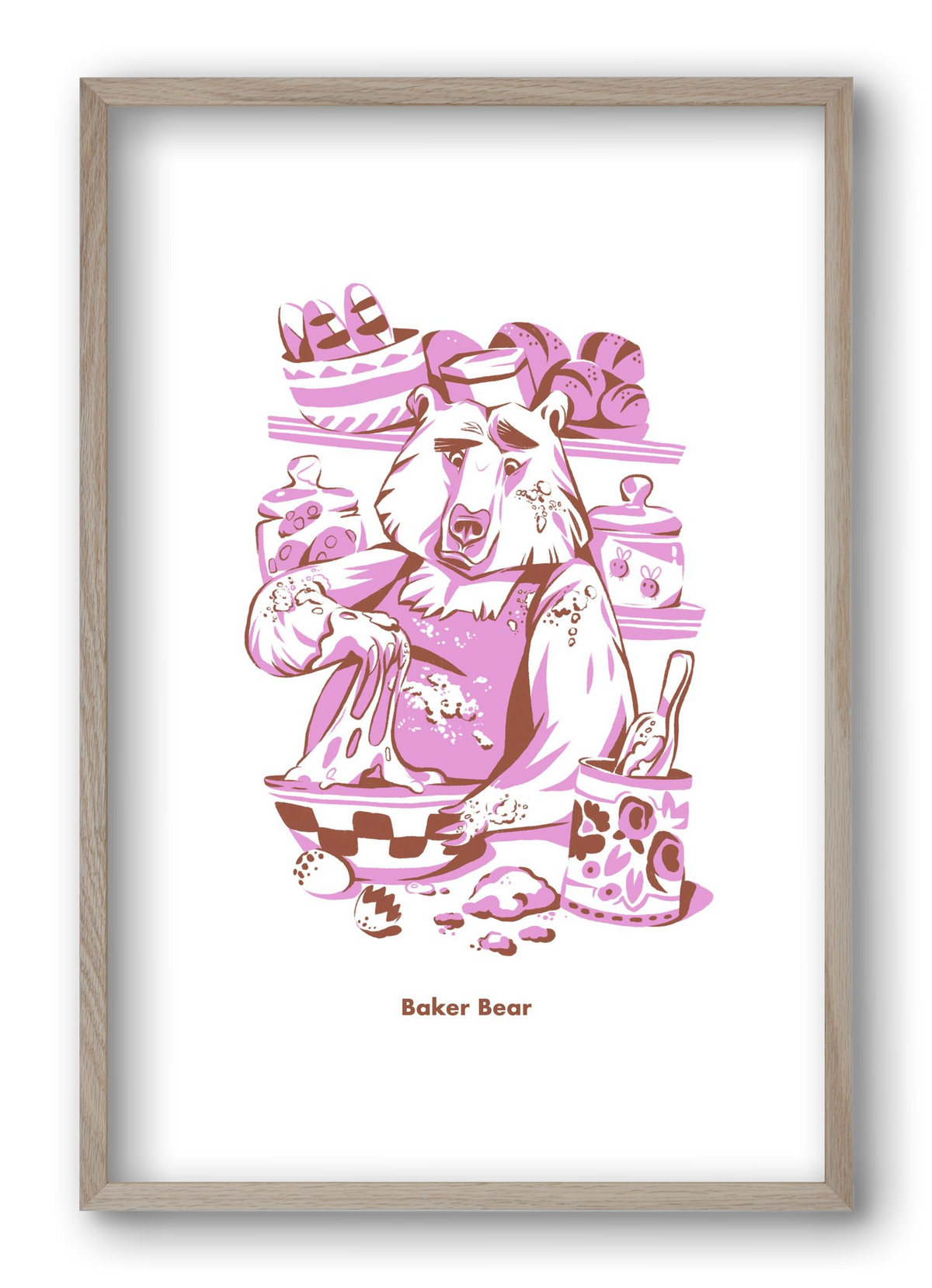Baker Bear, 40x60 cm (40x60 cm), Tölgy keret