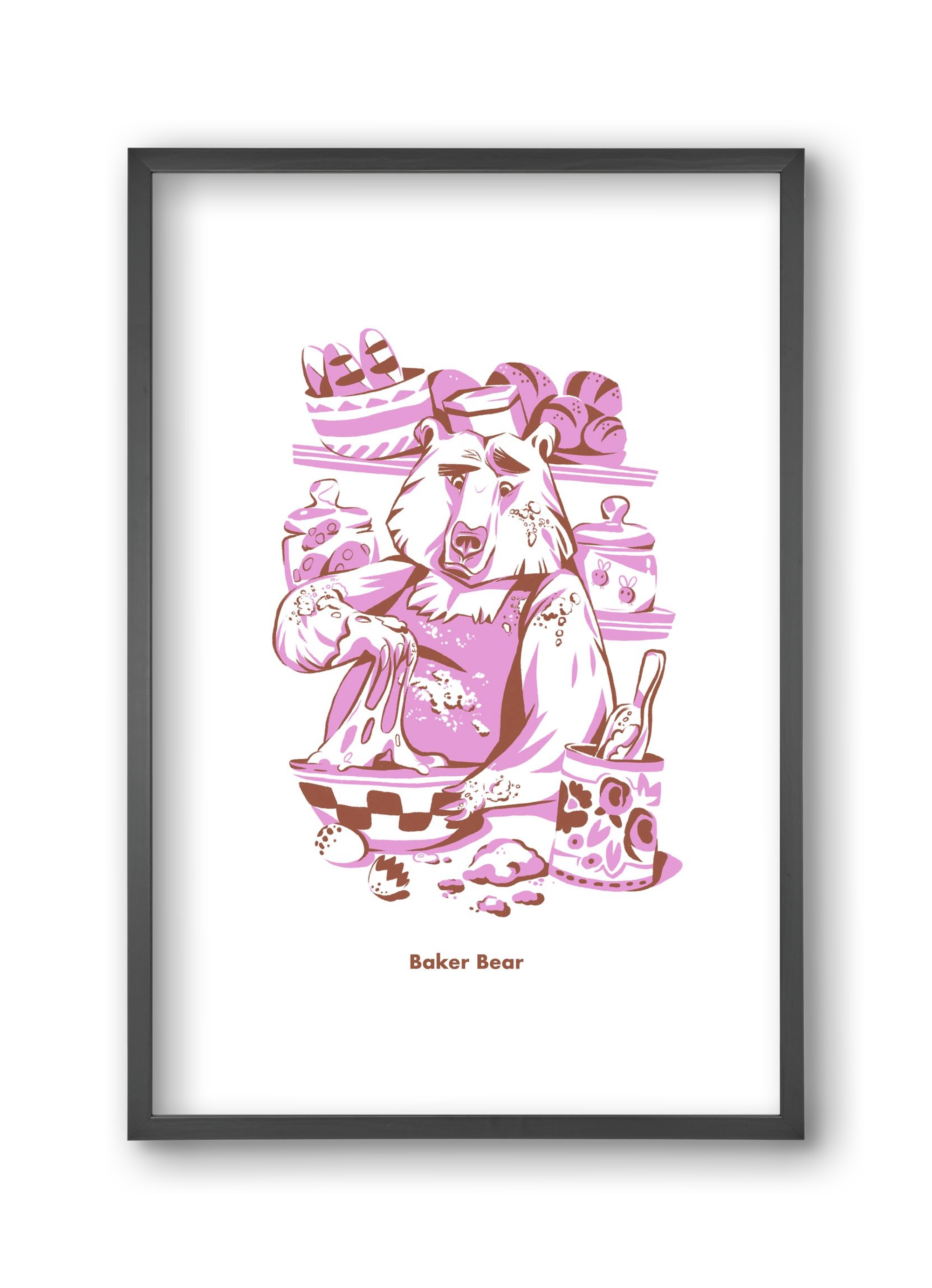 Baker Bear, 30x45 cm (30x45 cm), Fekete keret