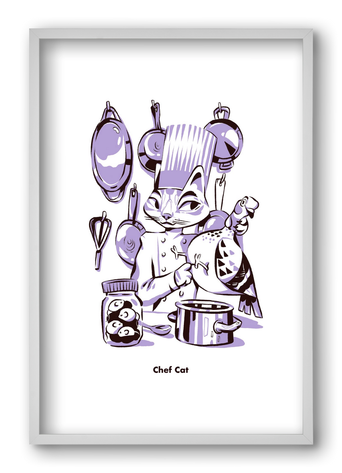 Chef Cat, 40x60 cm (40x60 cm), Fehér keret