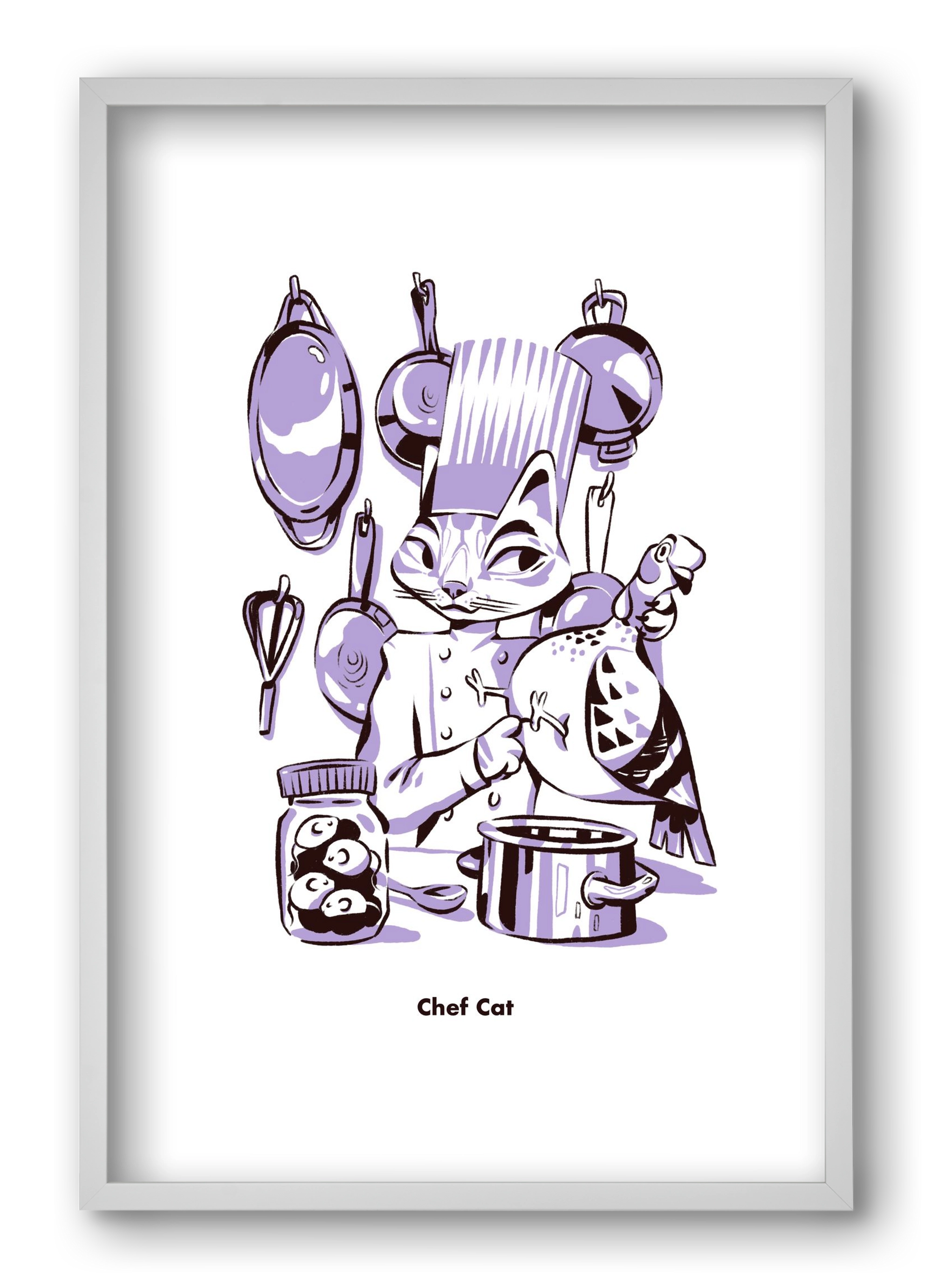 Chef Cat, 40x60 cm (40x60 cm), Fehér keret