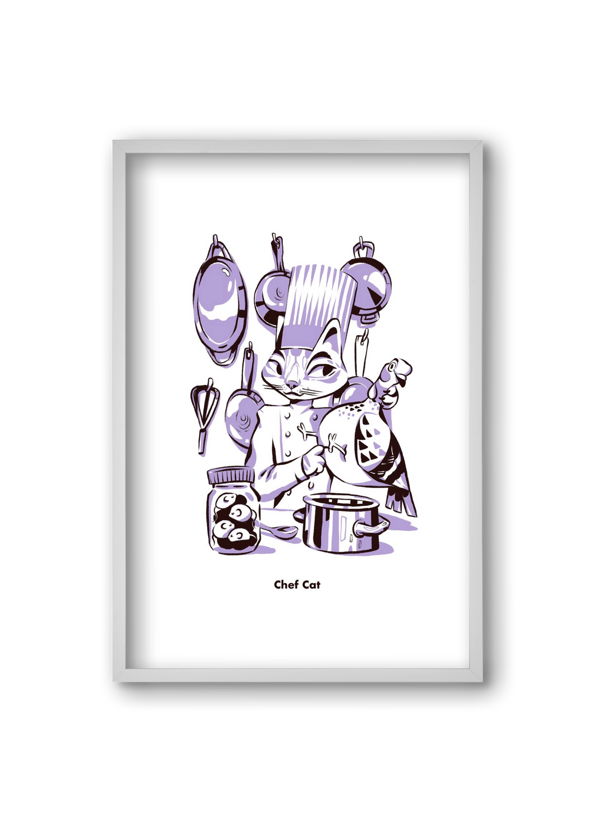 Chef Cat, 20x30 cm (20x30 cm), Fehér keret