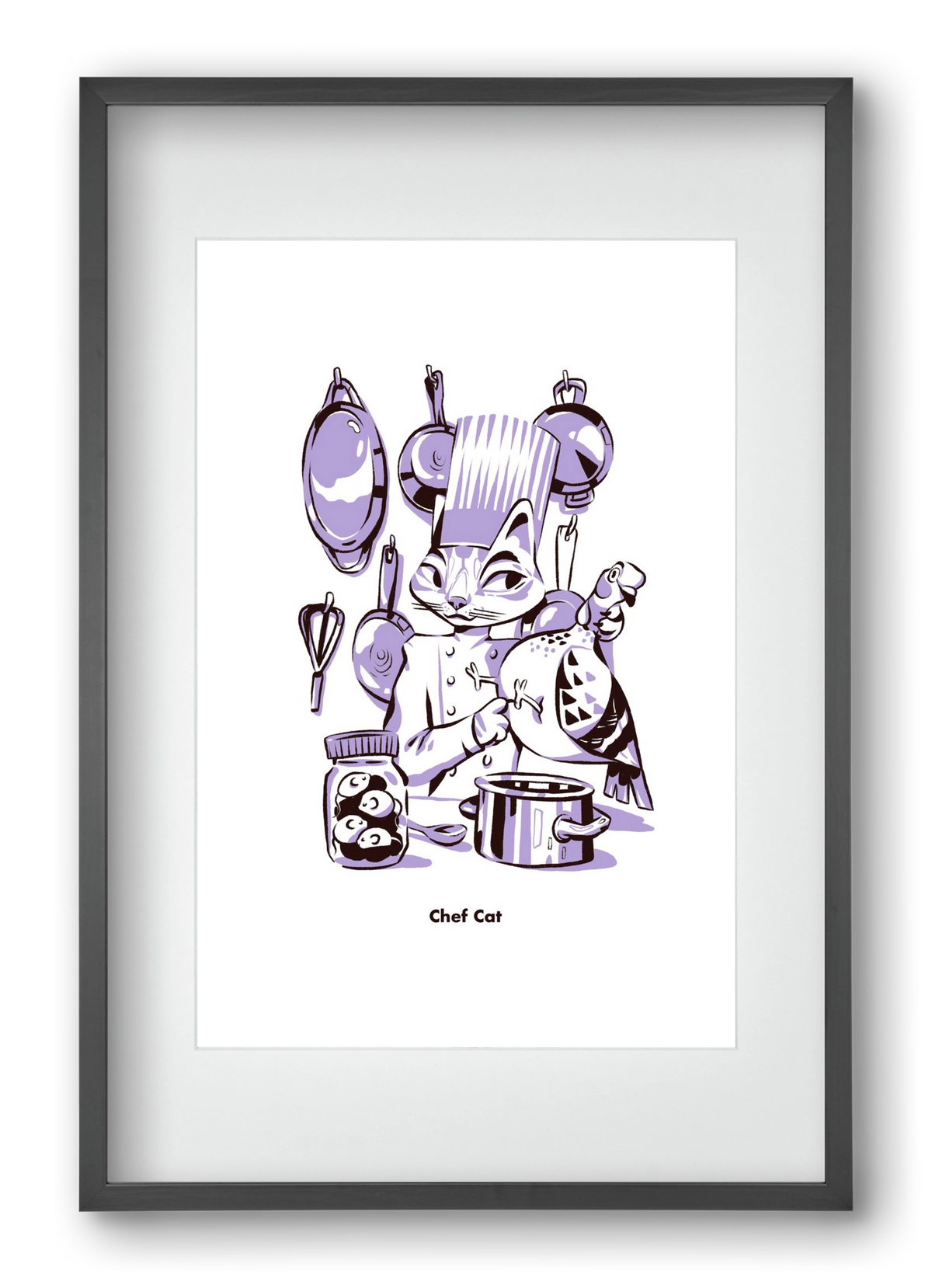 Chef Cat, 40x60 cm (30x45 cm), Fekete keret, paszpartuval