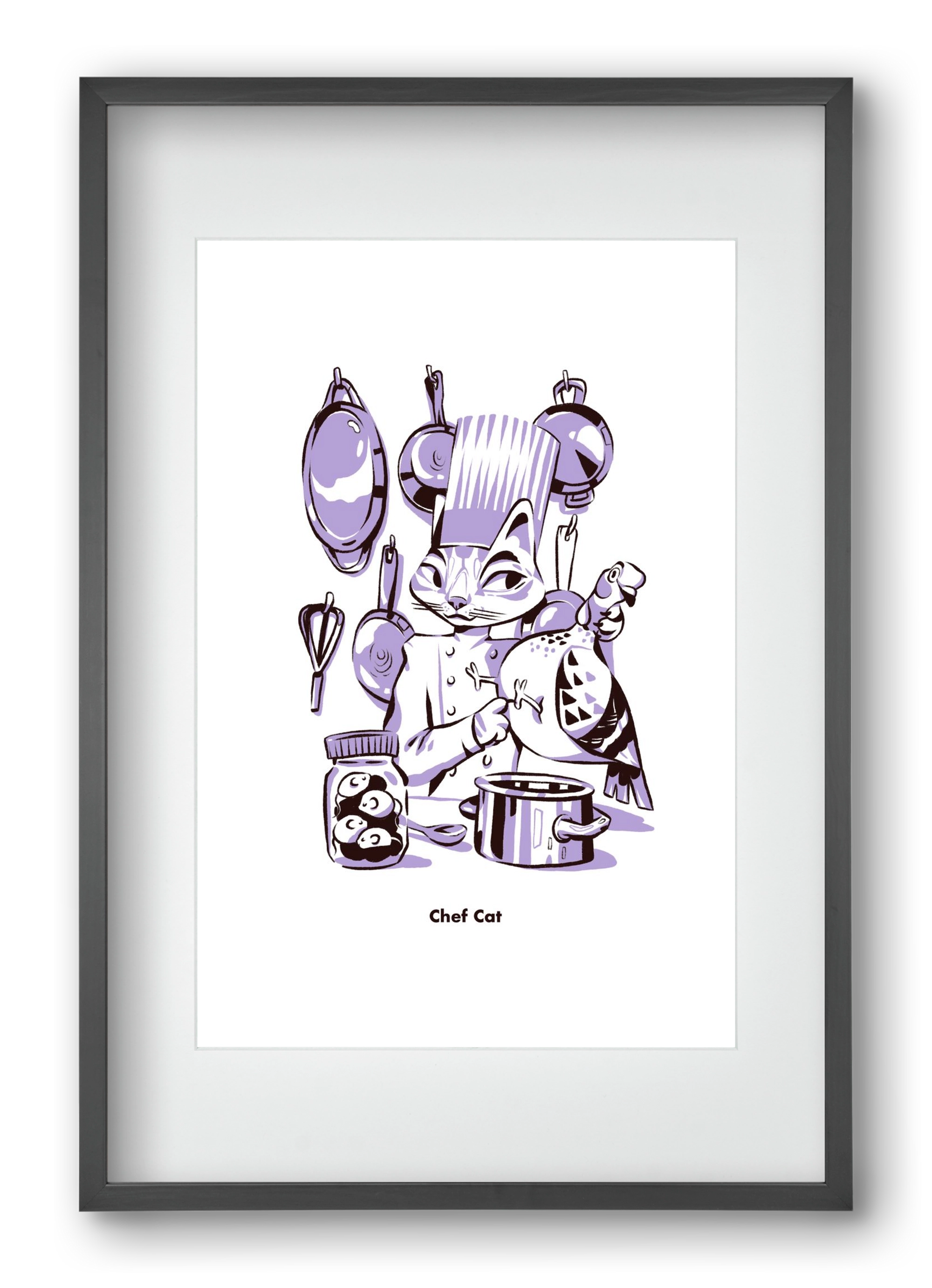 Chef Cat, 40x60 cm (30x45 cm), Fekete keret, paszpartuval