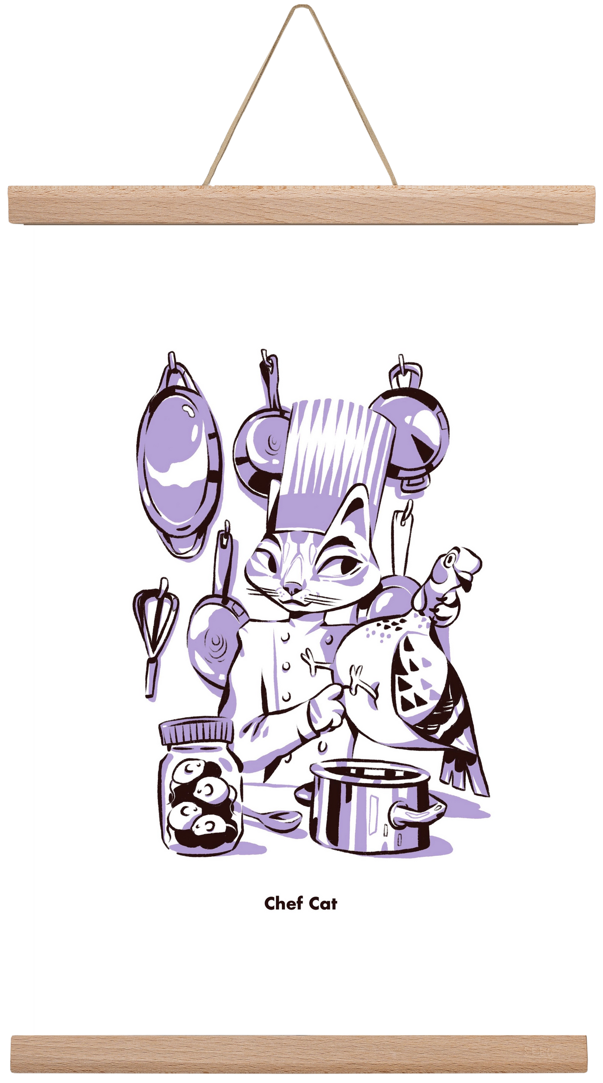 Chef Cat, 30x45 cm (30x45 cm), Tölgy akasztó