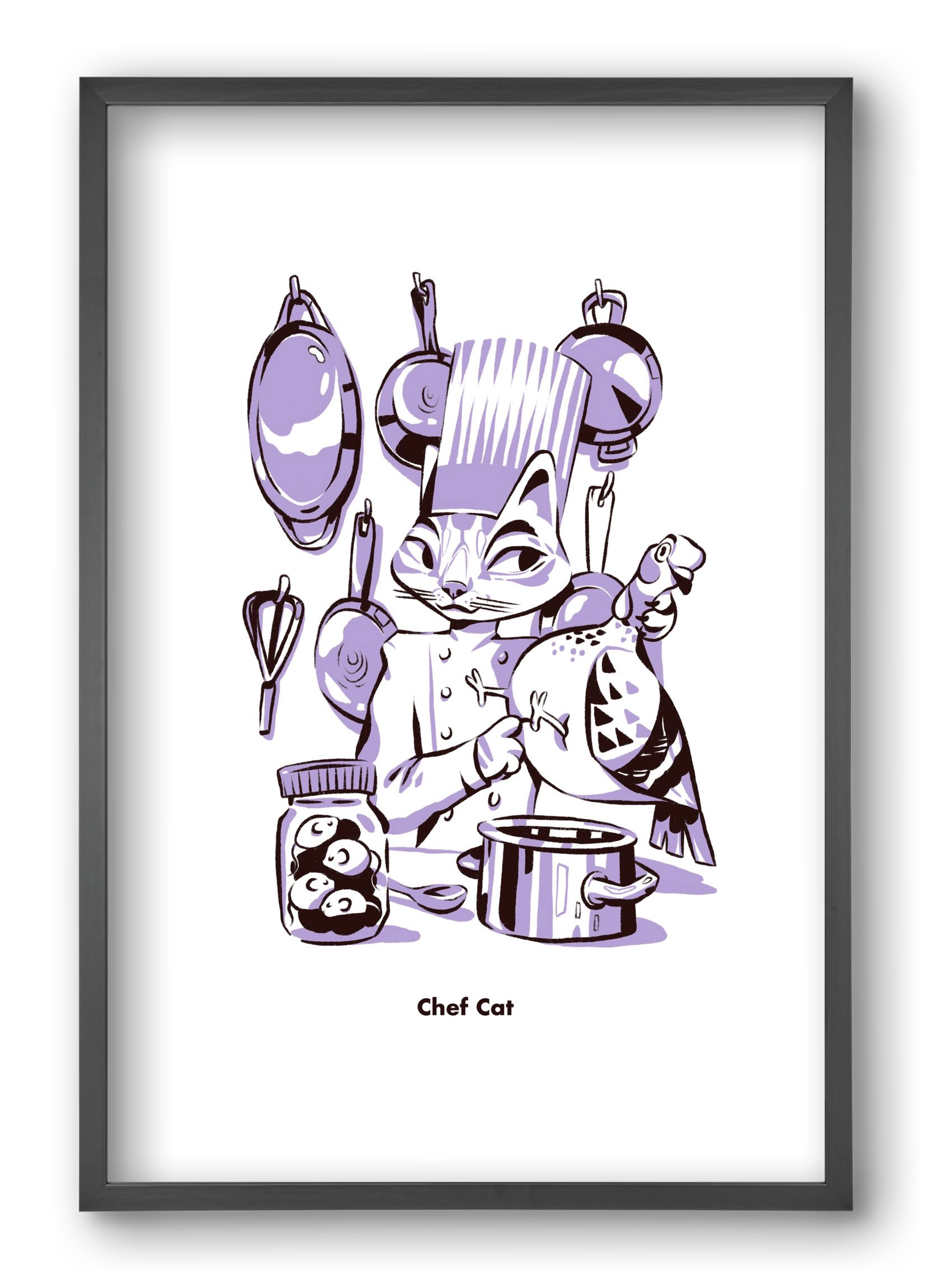 Chef Cat, 40x60 cm (40x60 cm), Fekete keret