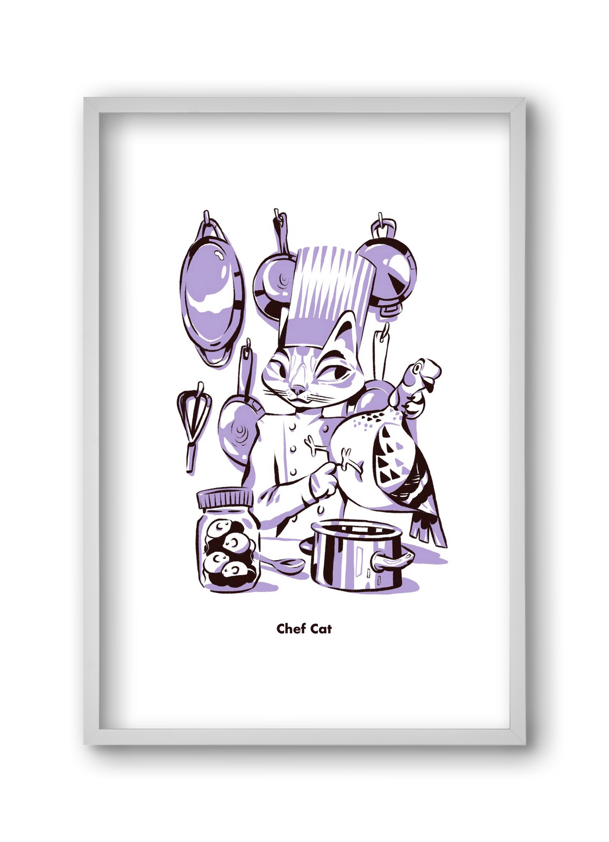 Chef Cat, 30x45 cm (30x45 cm), Fehér keret