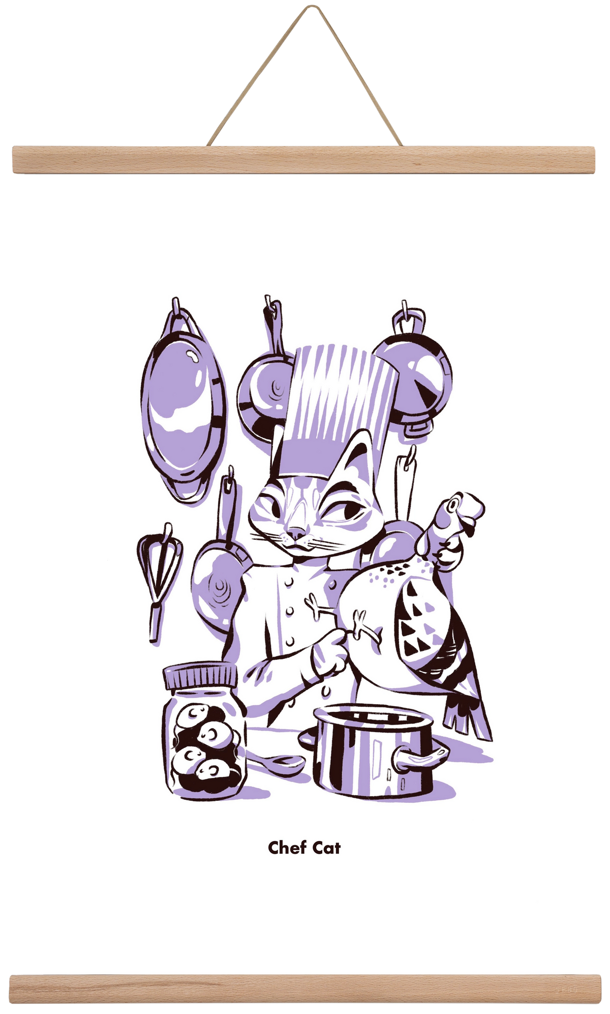 Chef Cat, 40x60 cm (40x60 cm), Tölgy akasztó